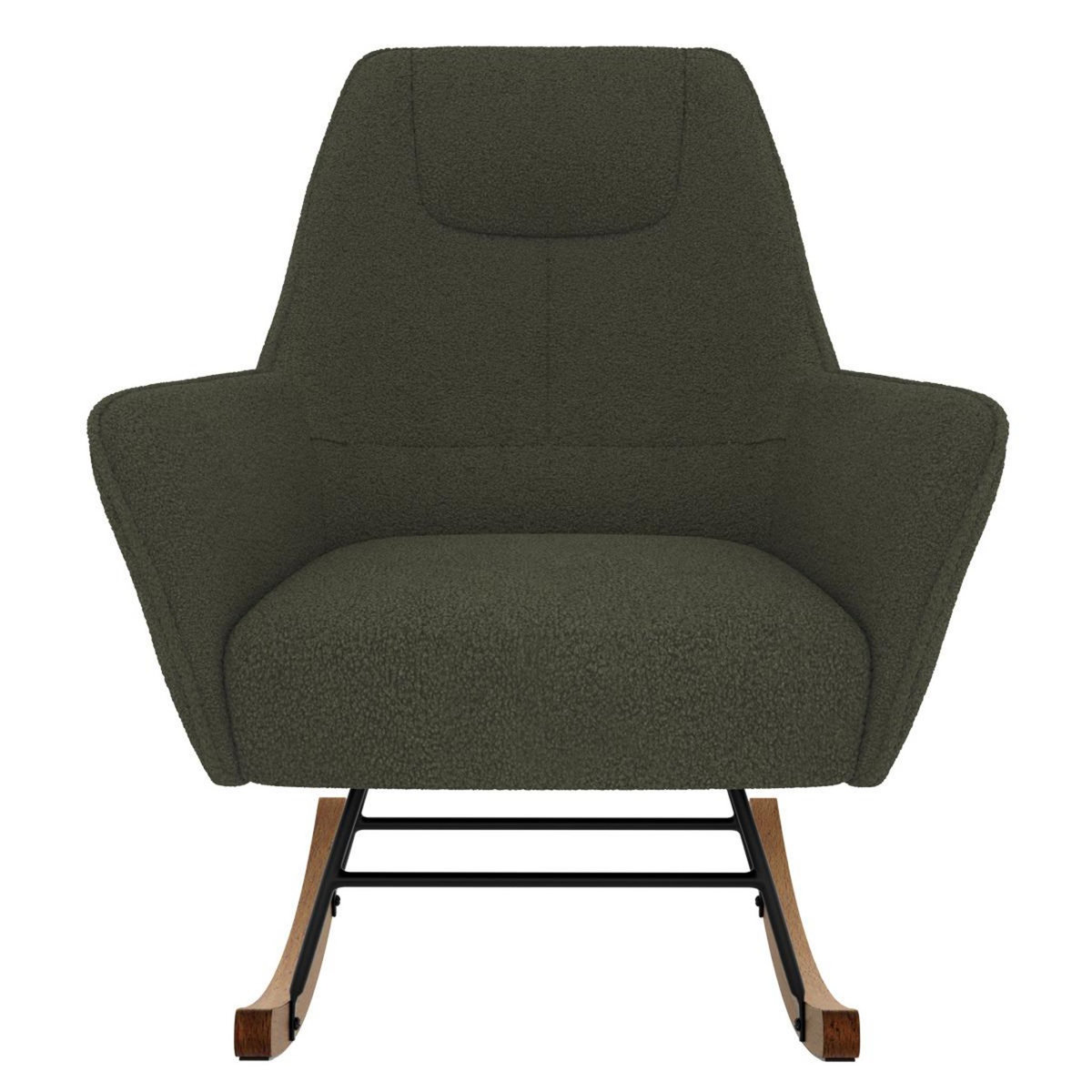 Rendez vous déco Rocking-chair blanc effet laine bouclette en tissu - Shaun