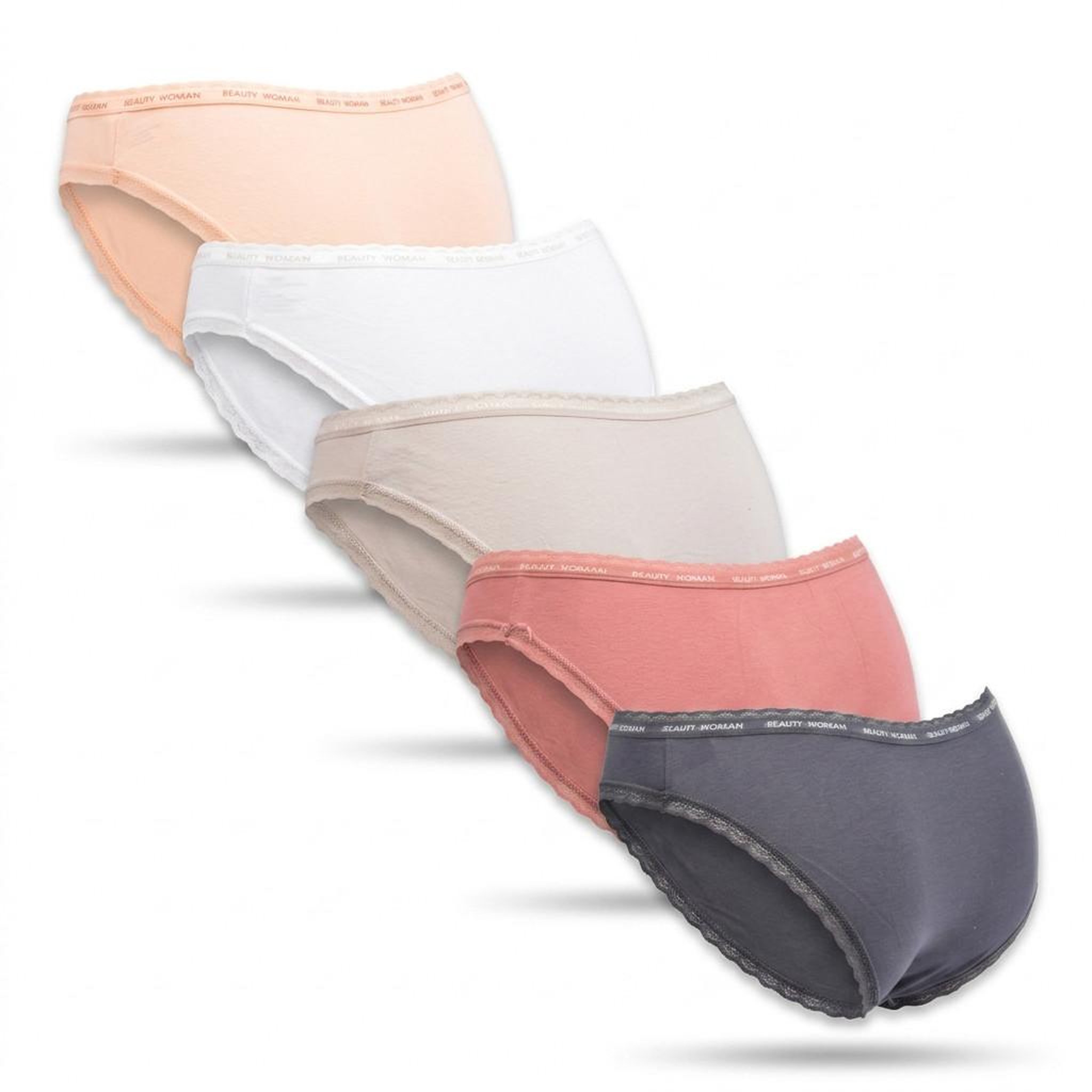 Voir la diapositive 3 : OZABI OZABI Lot 5 Culottes Femme Coton Mini Dentelle Nœud Satin