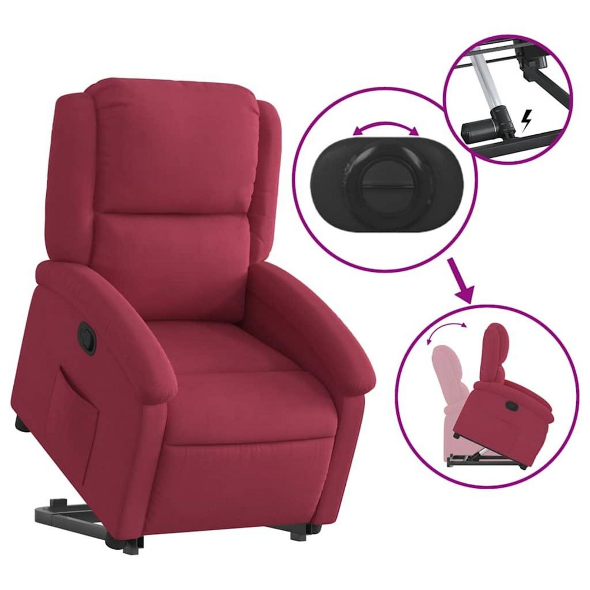 VIDAXL Fauteuil inclinable Rouge bordeaux Velours