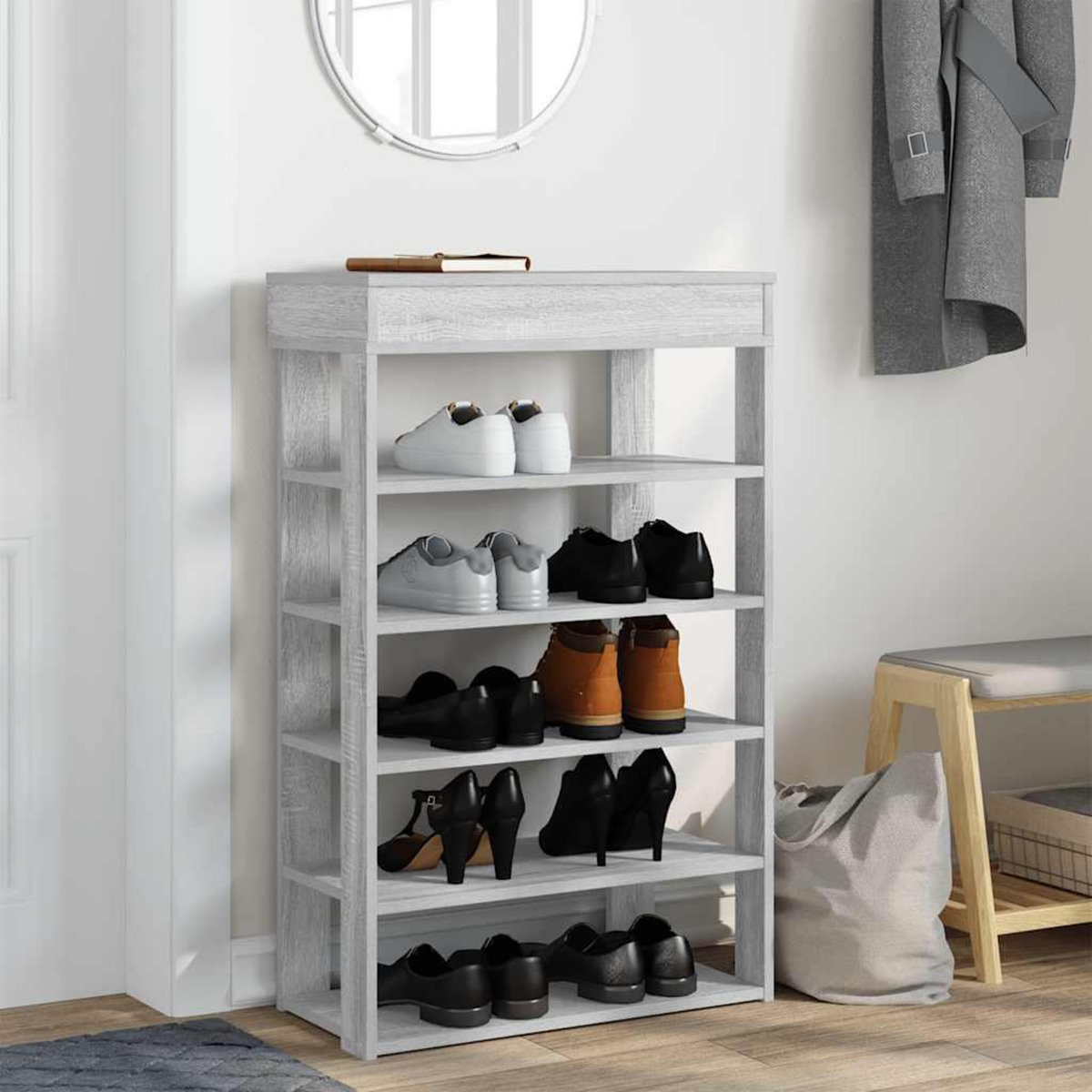 VIDAXL Etagere a chaussures sonoma gris 60x30x98 cm bois d'ingenierie