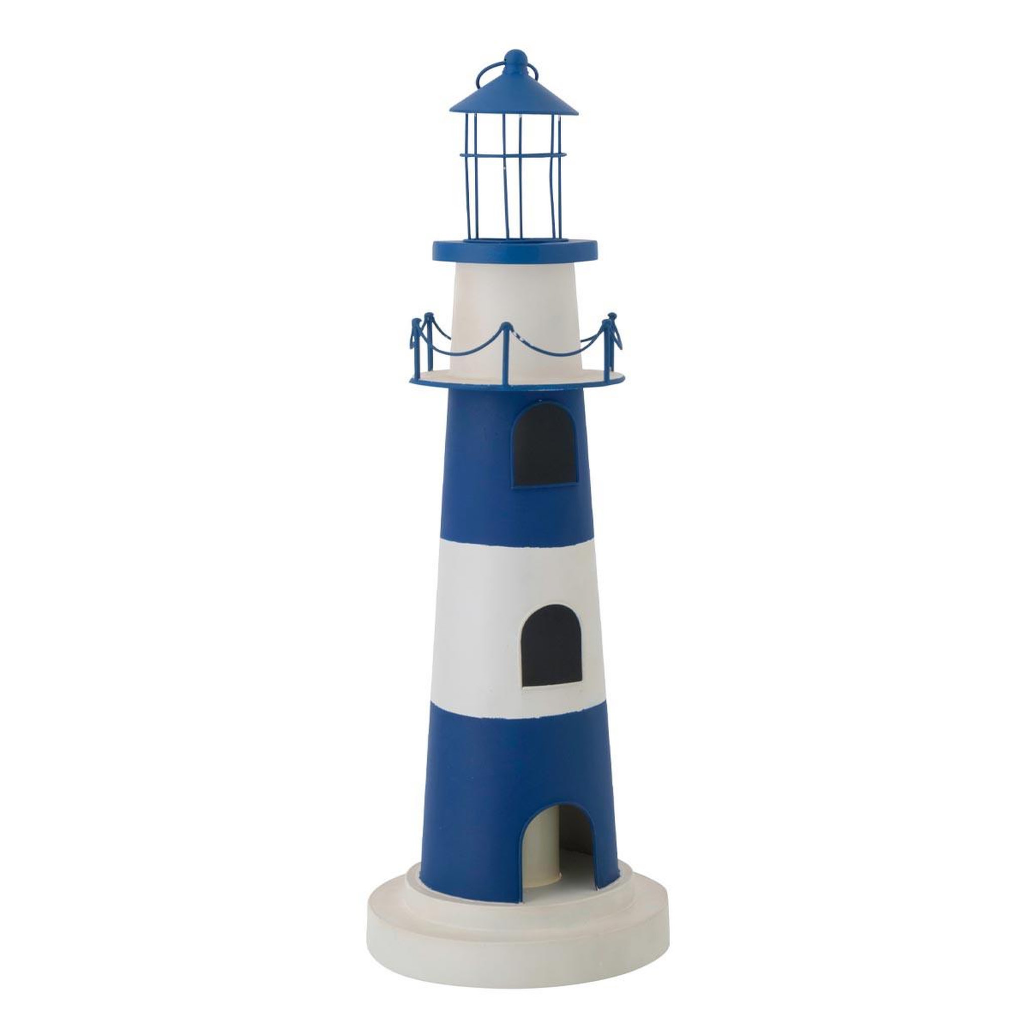 J-LINE Phare déco lumineux  mer  84cm bleu & blanc