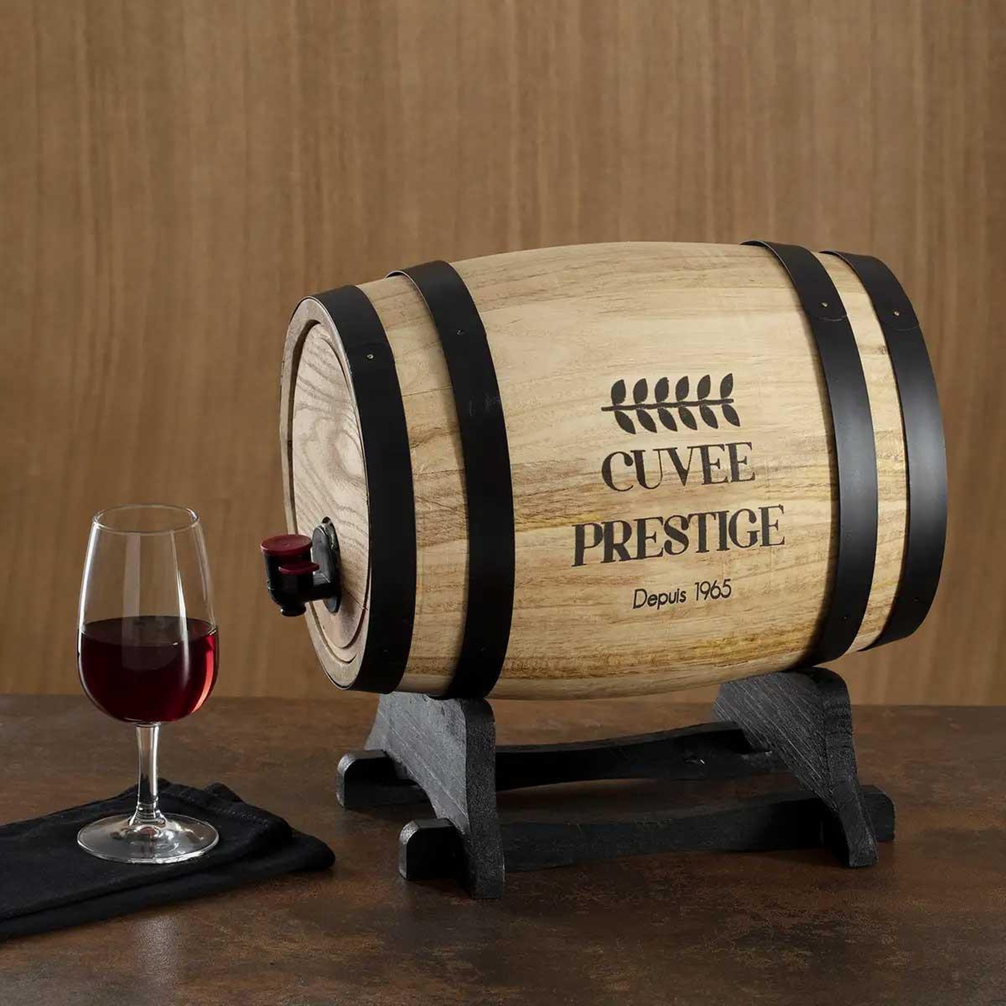 Voir la diapositive 4 : SECRET DE GOURMET Distributeur de Vin  Tonneau  5,5L Naturel