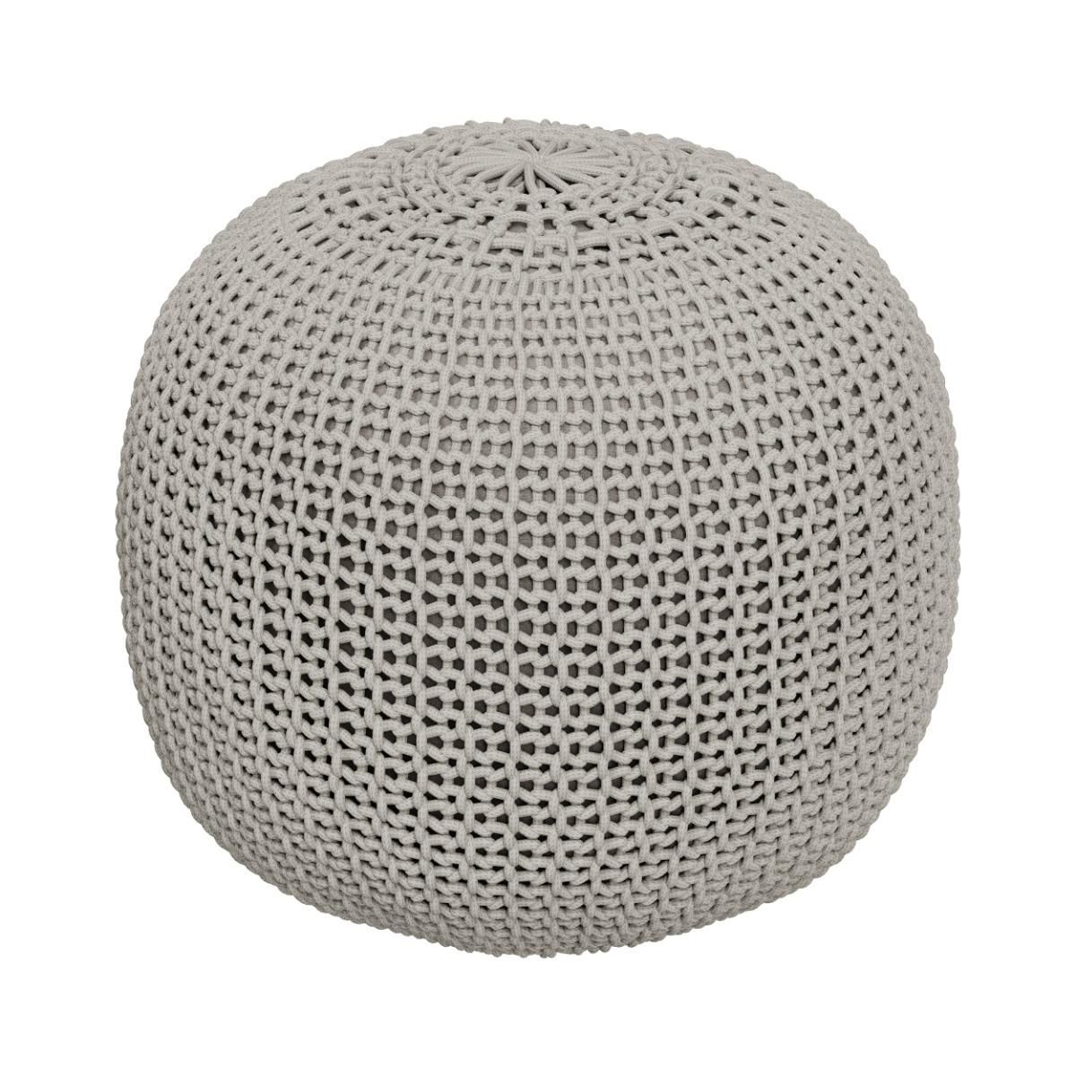 Rendez vous déco Pouf tricot rond en coton jaune moutarde D40 cm - Elisa