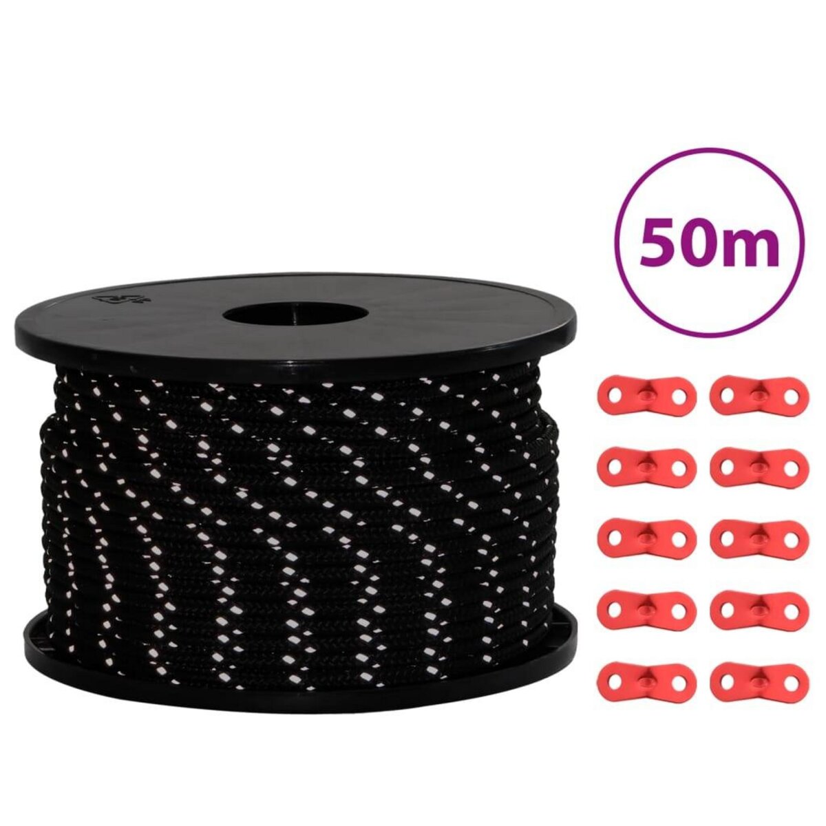 VIDAXL Corde de haubanage de tente avec bandes reflechissantes et cles