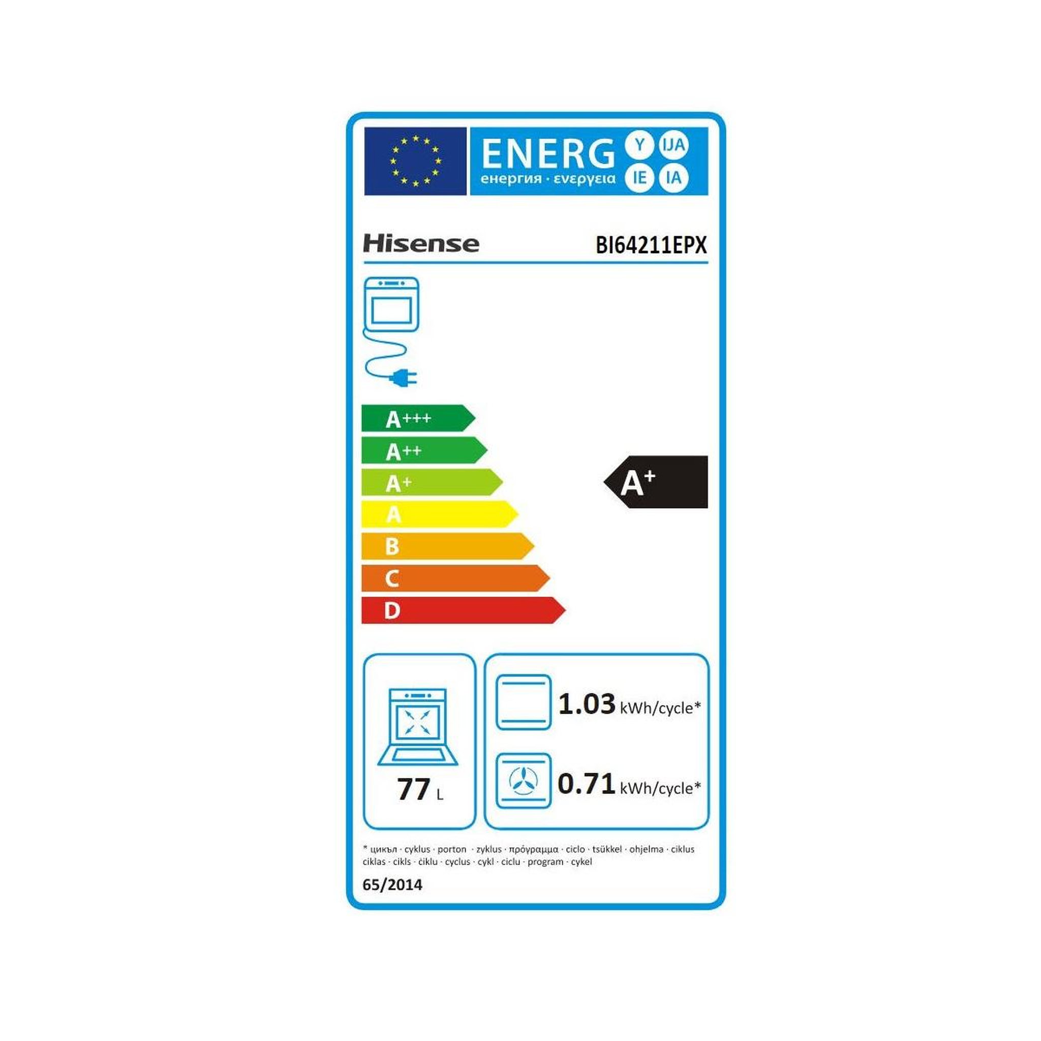 Voir la diapositive 2 : Hisense Four intégrable 77l 60cm pyrolyse inox - bi64211epx