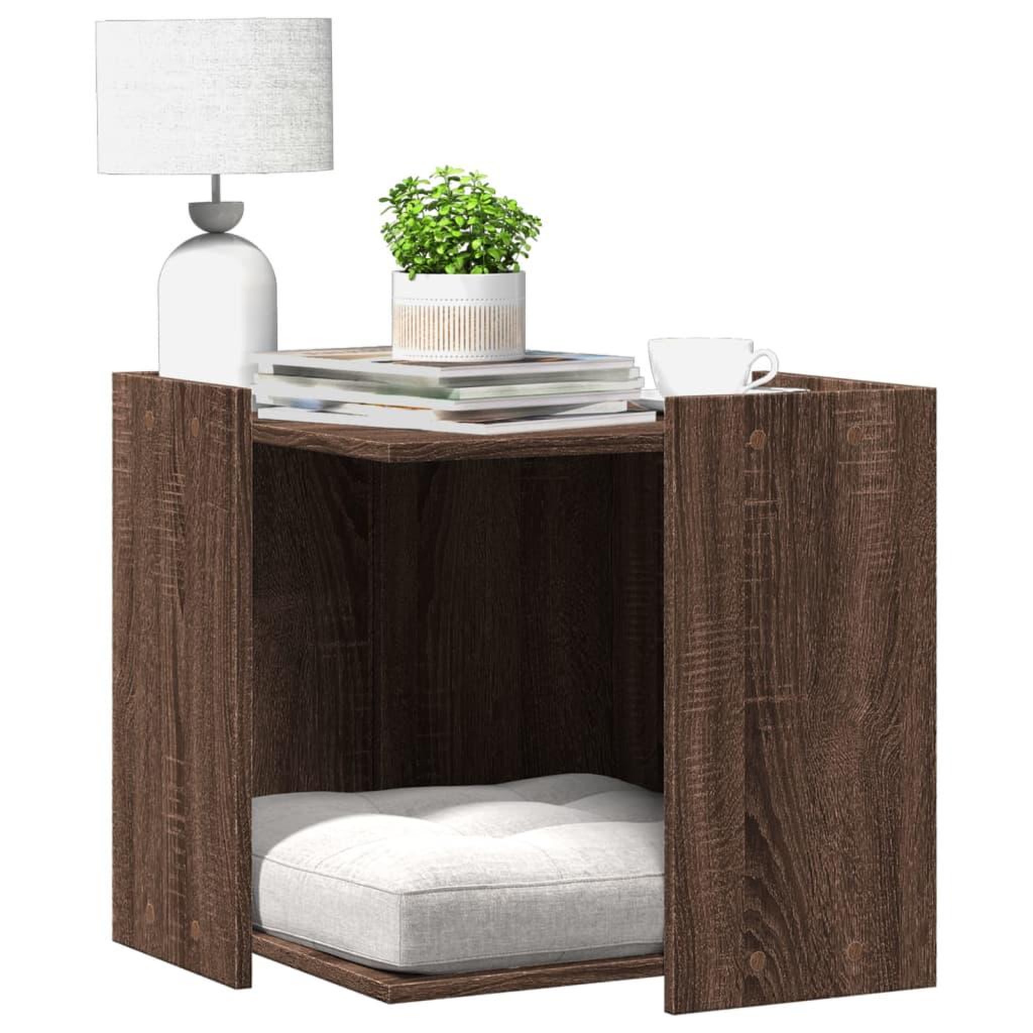 VIDAXL Meuble de bac a litiere pour chat chene marron bois ingenierie
