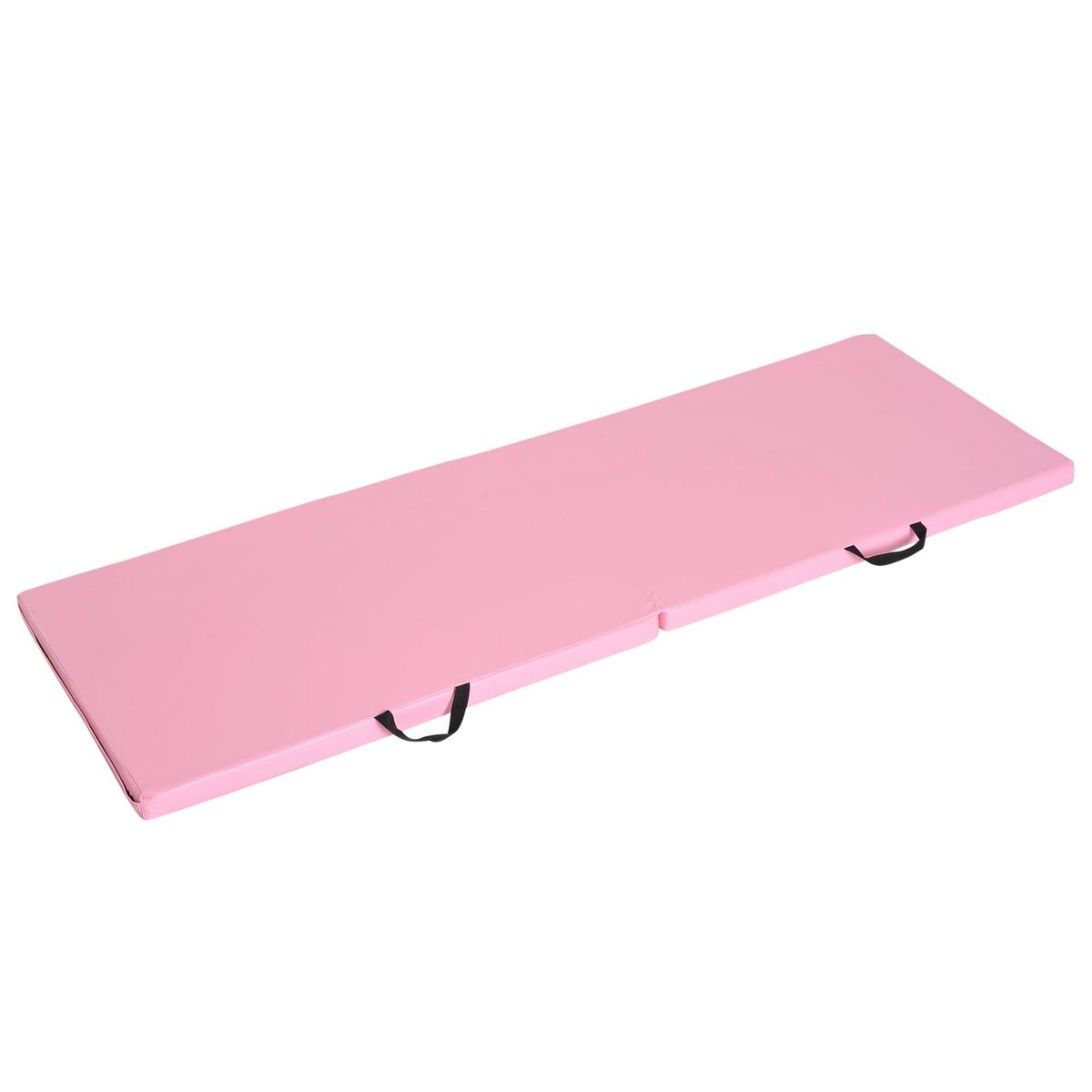 HOMCOM Tapis de gymnastique yoga pilates fitness pliable portable grand confort 180L x 60l x 5H cm revêtement synthétique rose