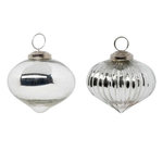 ATMOSPHERA Lot de 2 Boules de Noël en Verre  Goutte  8cm Argent