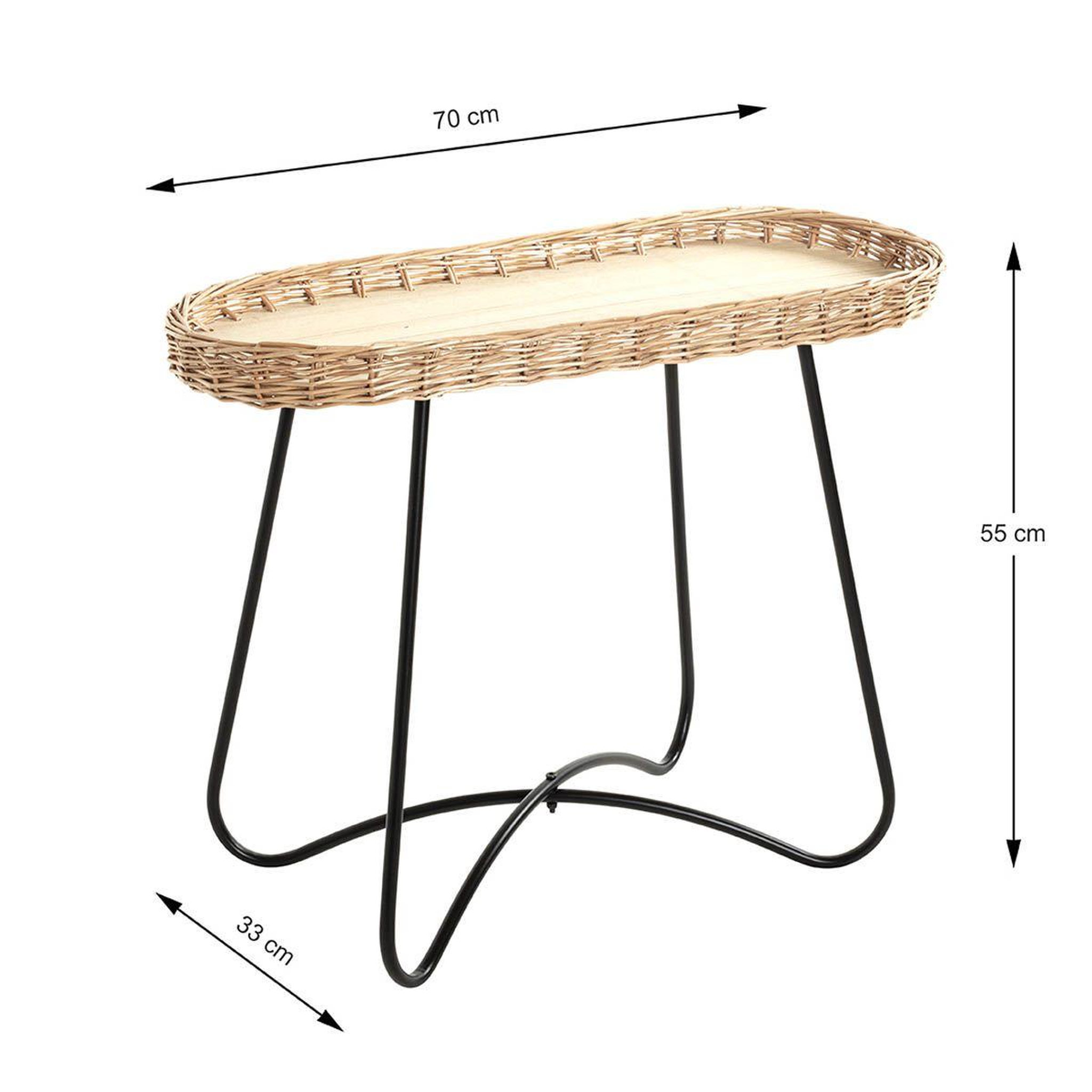 Voir la diapositive 3 : Paris Prix Table d'appoint osier  irène  70cm naturel & noir