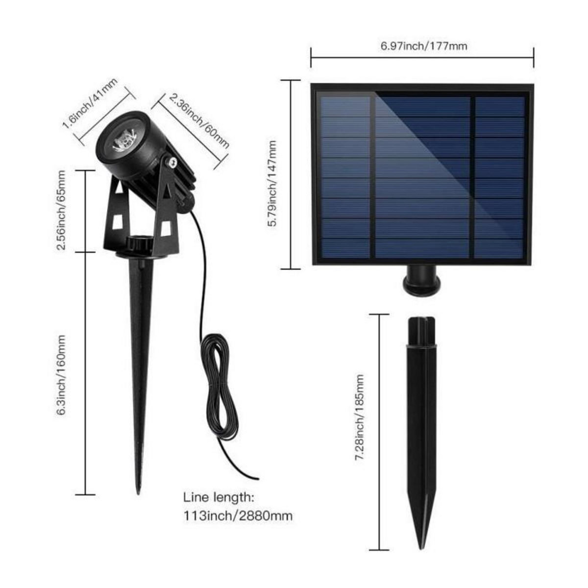 Lumisky Quatre spots solaires reliés ROUNDY Noir Plastique 200LM