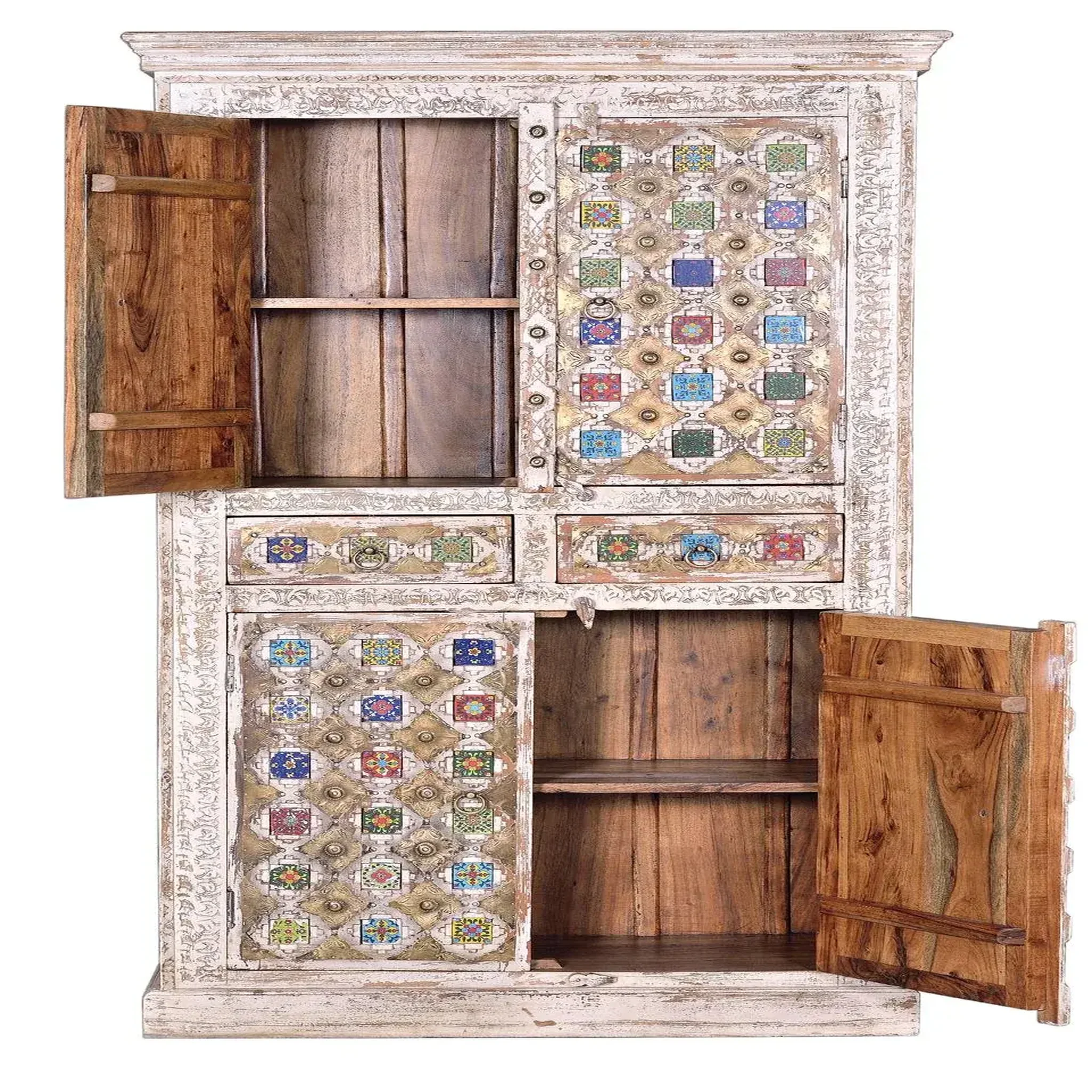 Voir la diapositive 3 : GINER Y COLOMER SL Armoire en bois de manguier 100cm style méditerranéen moderne