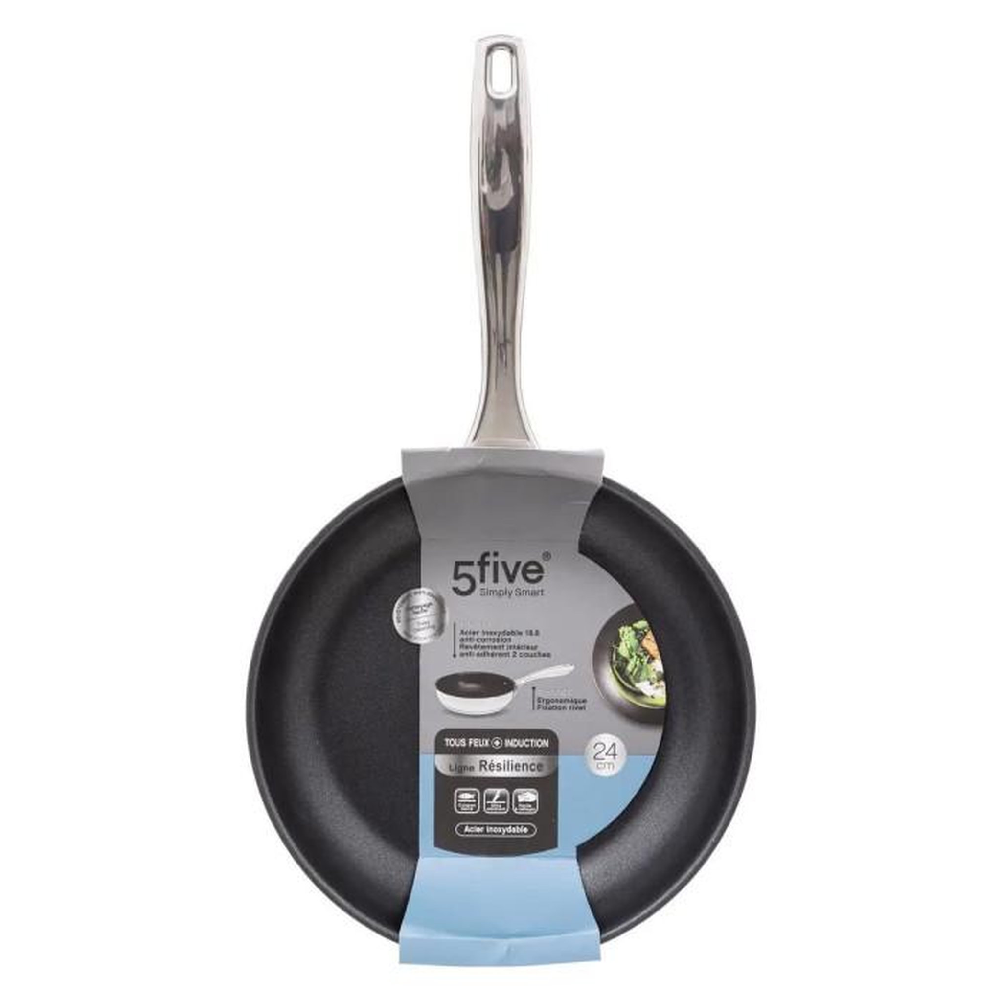 Voir la diapositive 4 : FIVE Poêle en Inox  Résilience  24cm Gris