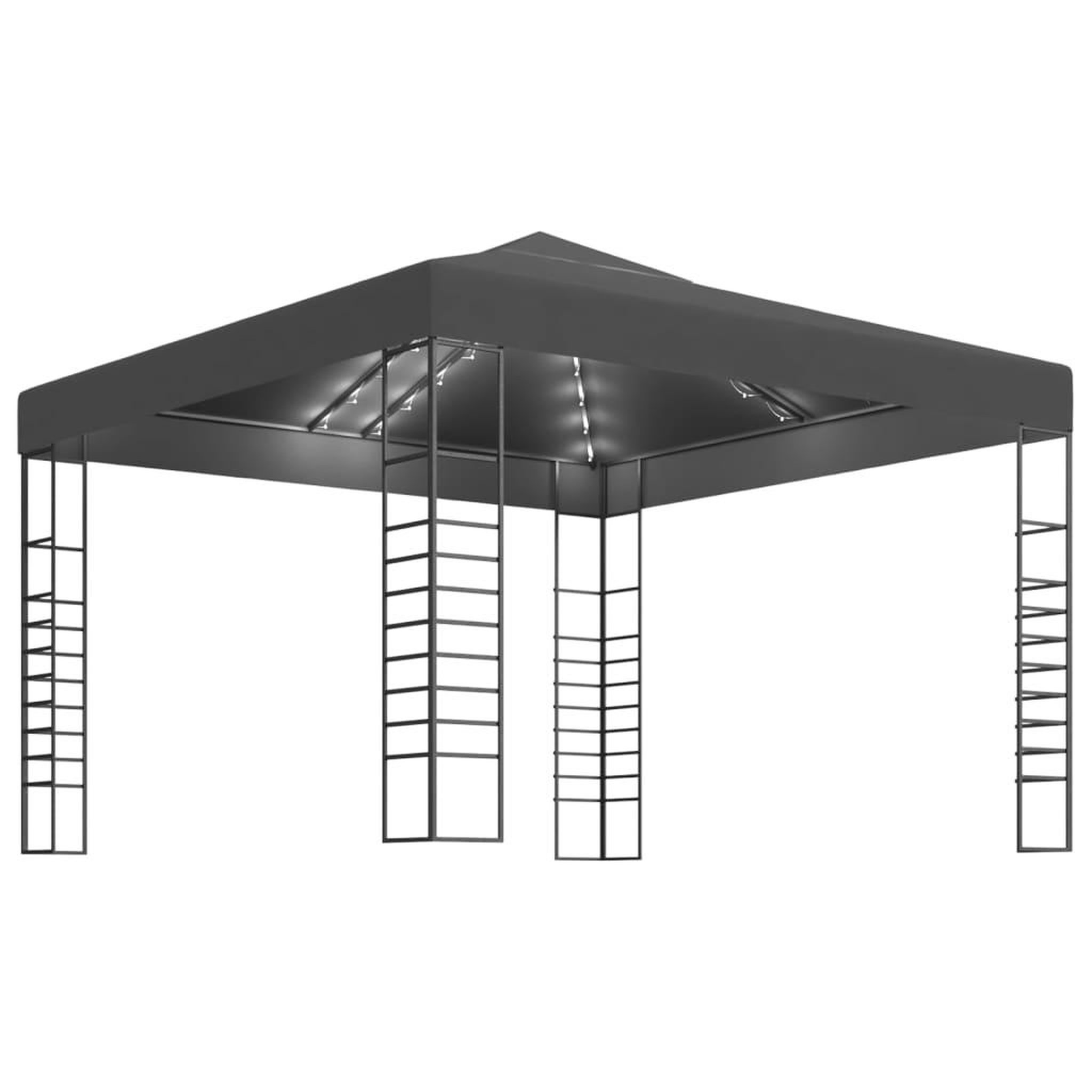 Voir la diapositive 2 : VIDAXL Chapiteau de jardin avec lumieres LED 3x3 m Anthracite