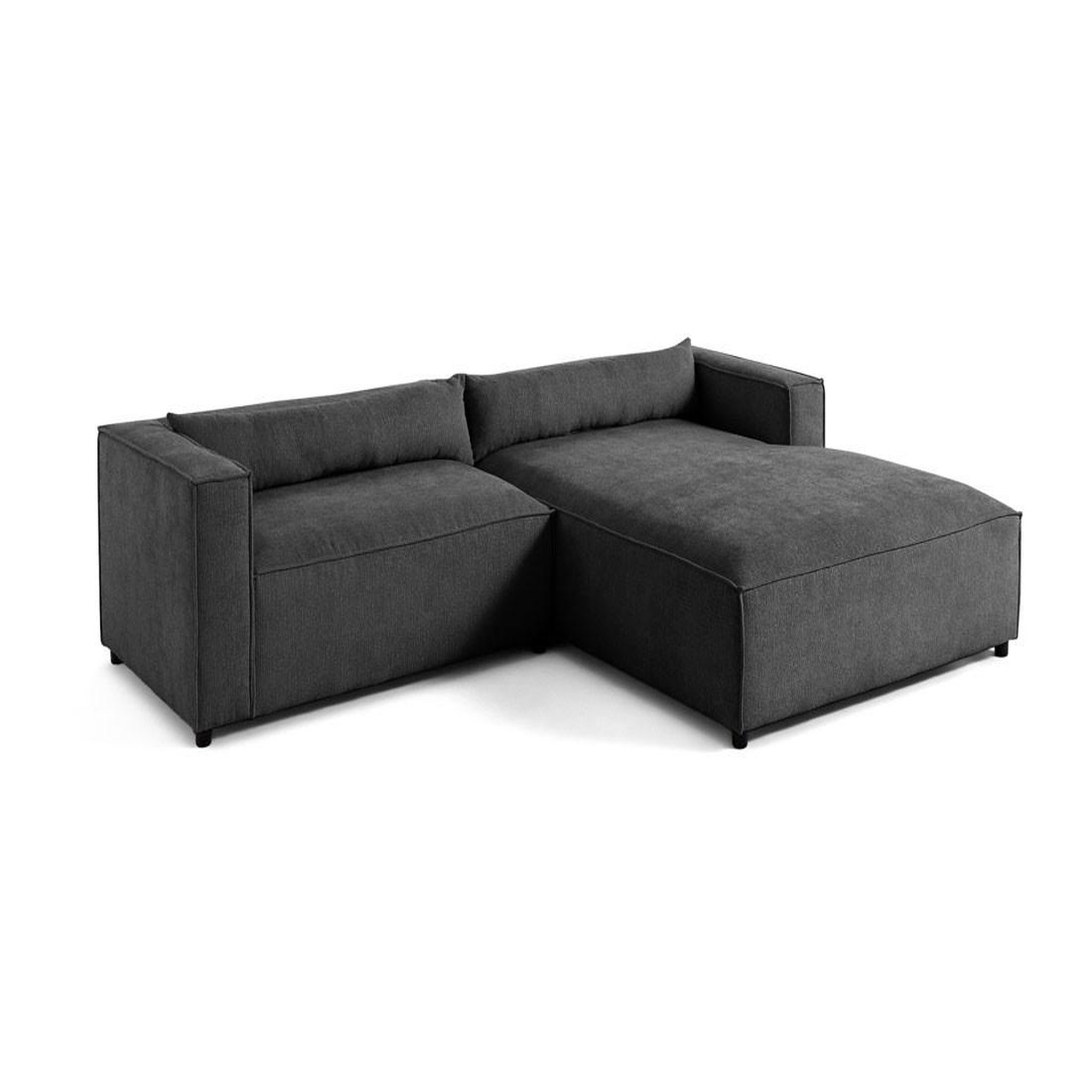 Voir la diapositive 5 : LISA DESIGN Ela - canapé d'angle droit 4 places - en tissu velours relief