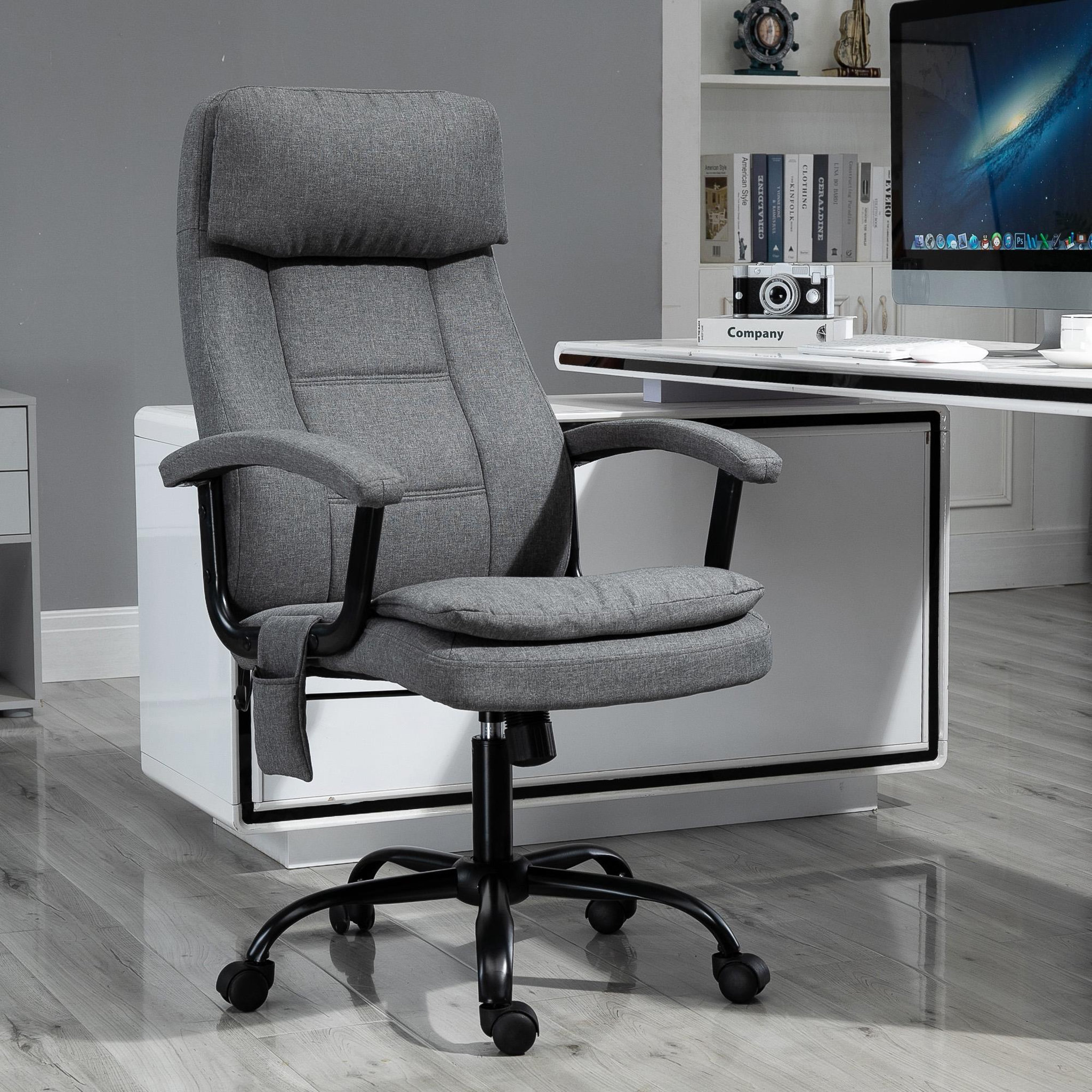 Voir la diapositive 2 : VINSETTO Vinsetto Fauteuil bureau manager massant pivotant hauteur réglable tissu lin gris