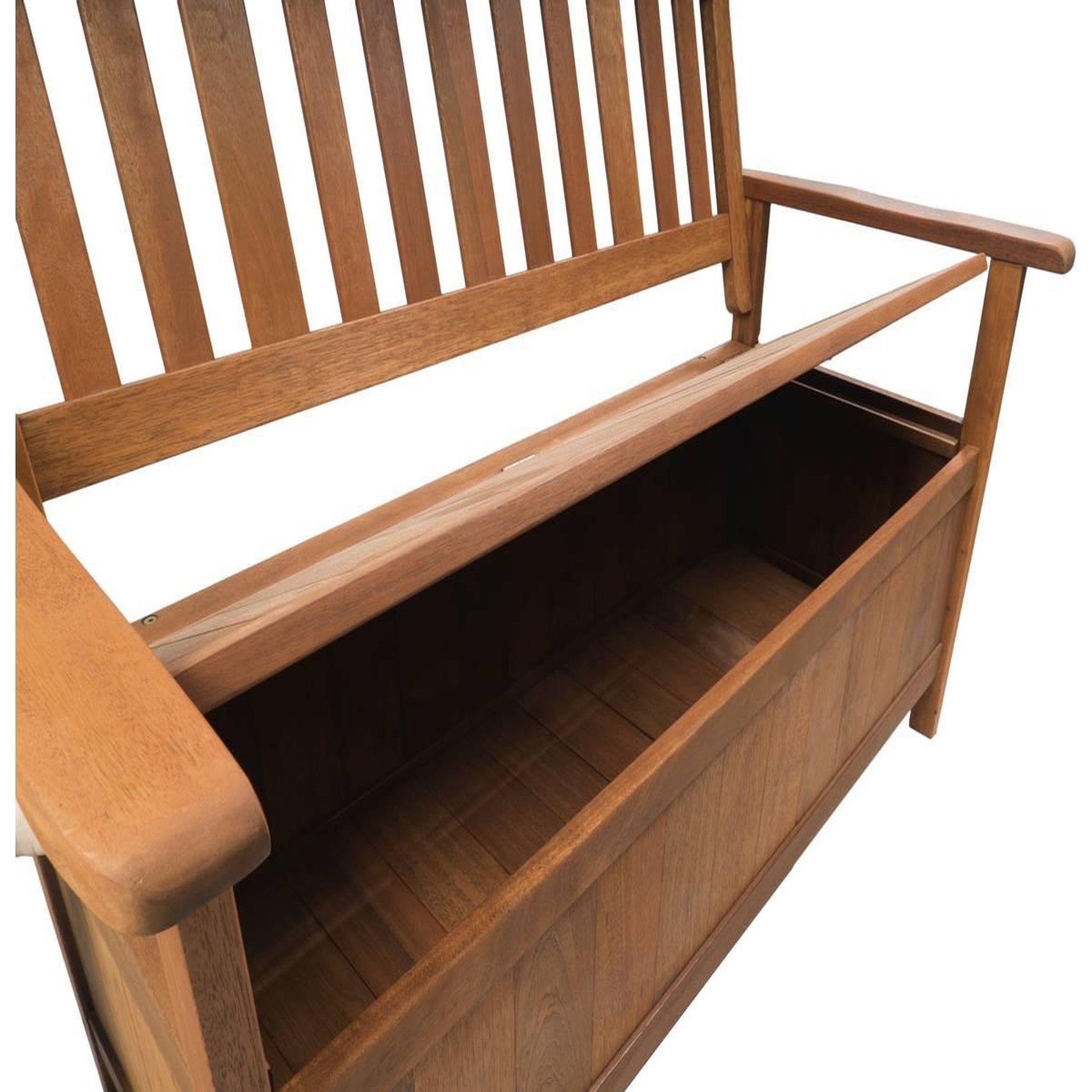 Voir la diapositive 2 : Habitat et Jardin Banc de jardin 2 places avec coffre  manille  - mapel en bois - marron