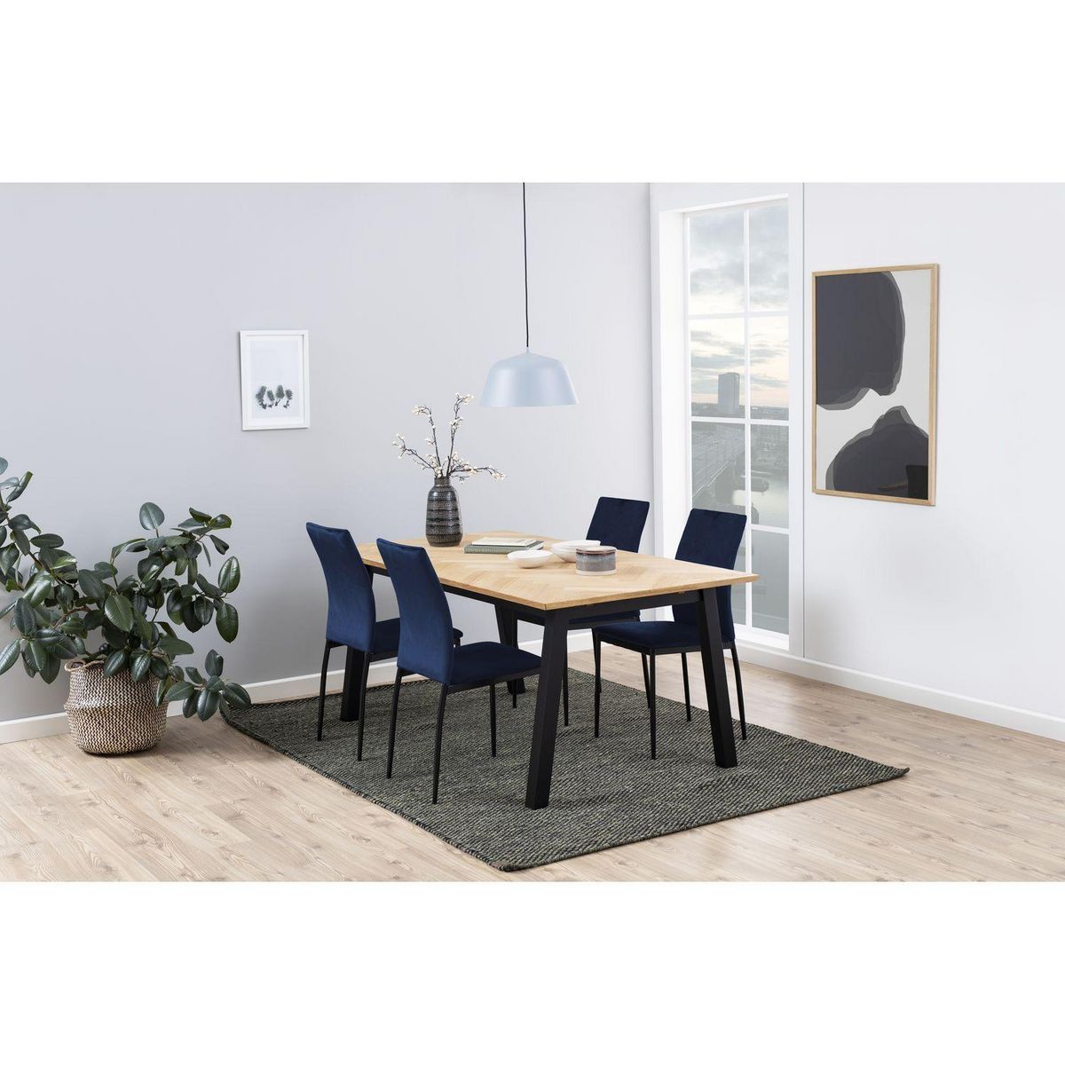 TOILINUX Lot de 4 Chaises de salle à manger Julia en tissu et métal