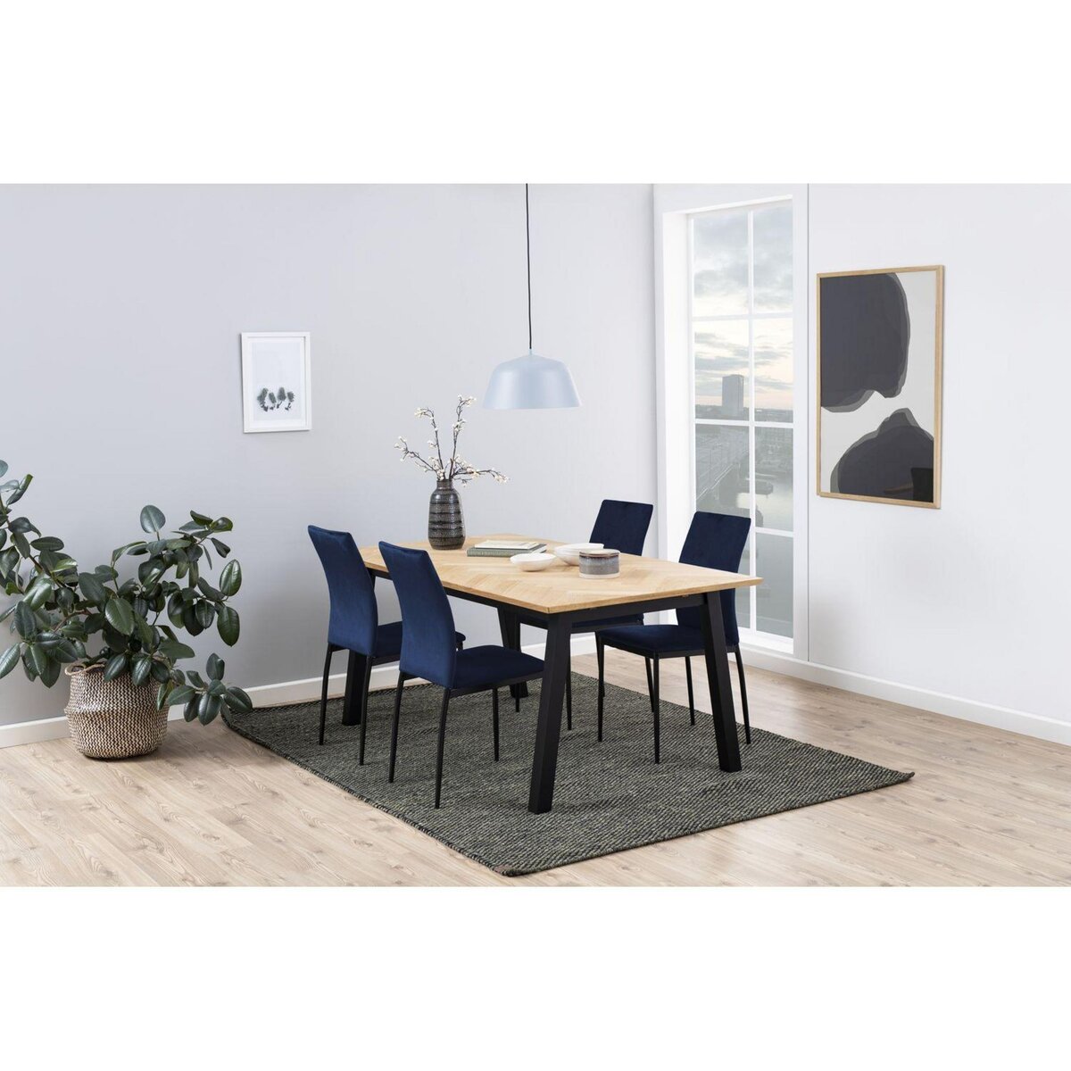 TOILINUX Lot de 4 Chaises de salle à manger Julia en tissu et métal