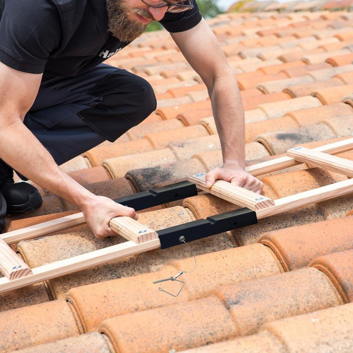 HAILO Extension échelle plate de toit en bois pour couvreur 2m Hailo Safety Roof