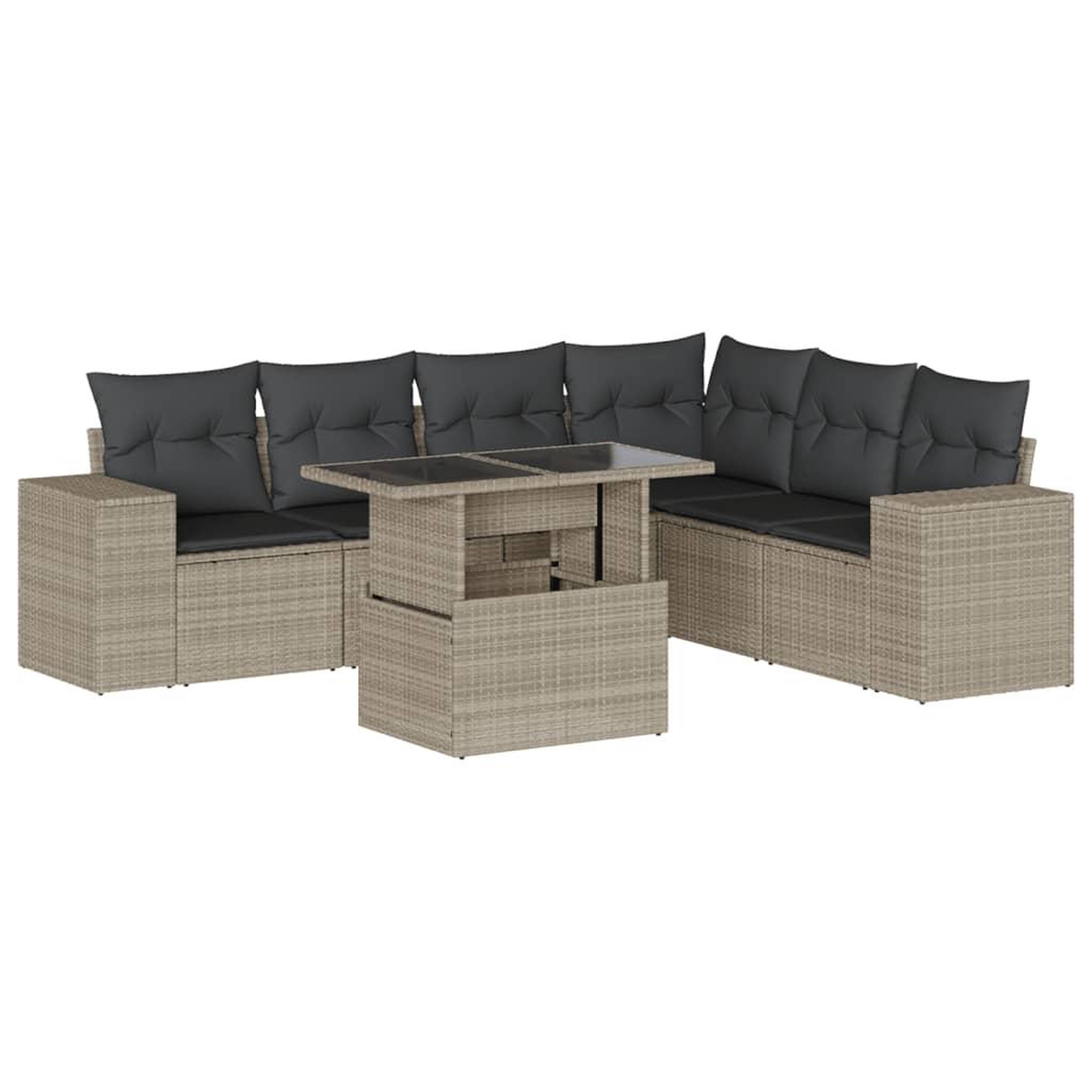 Voir la diapositive 2 : VIDAXL Salon de jardin avec coussins 7 pcs gris clair resine tressee