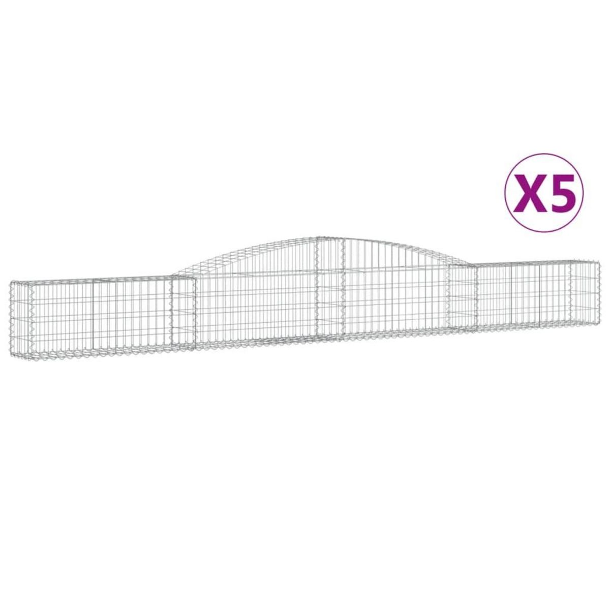 VIDAXL Paniers a gabions arques 5 pcs 400x30x40/60 cm Fer galvanise