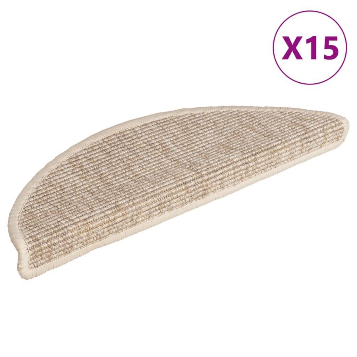 VIDAXL Tapis d'escalier autocollants 15 pcs 56x17x3 cm Beige clair