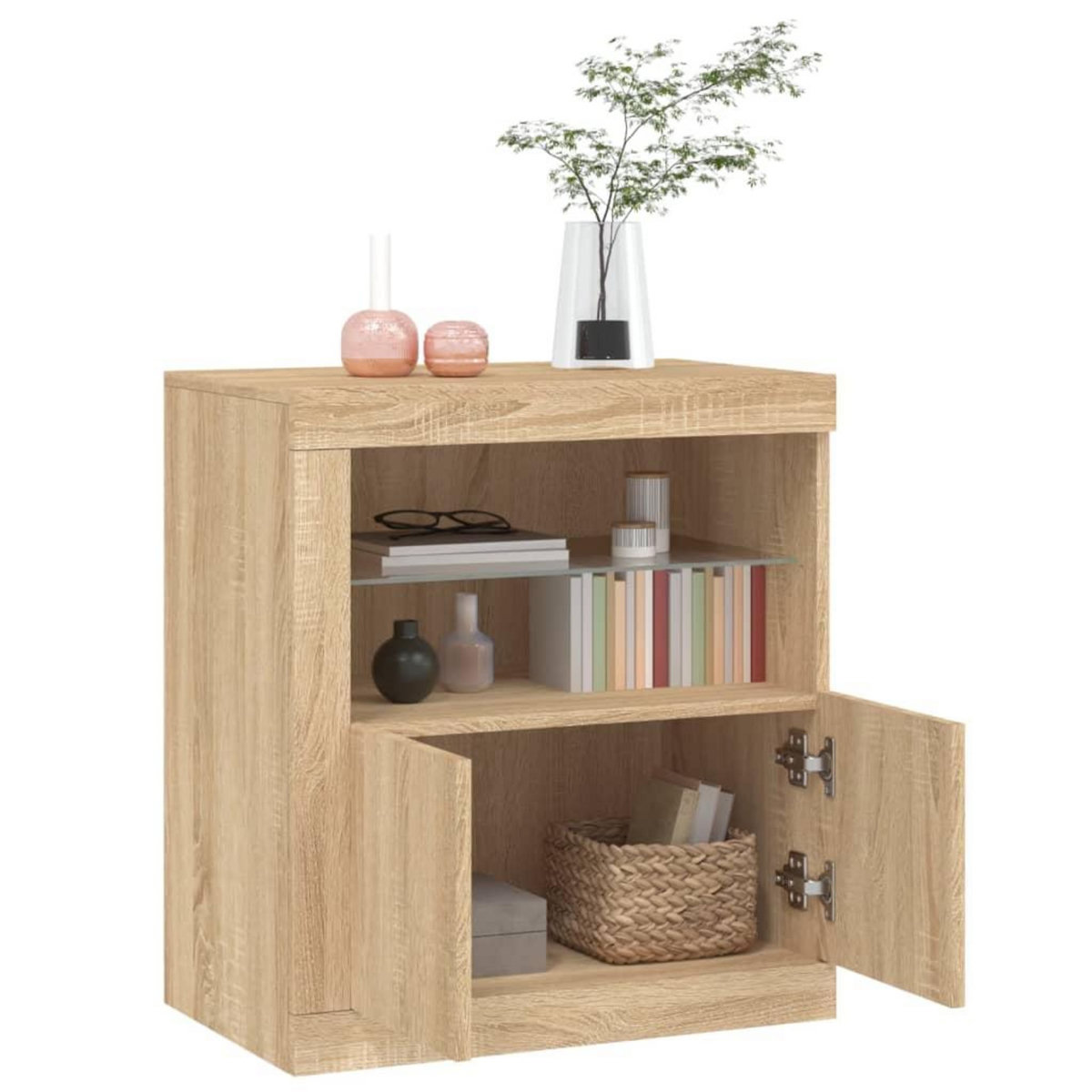 VIDAXL Buffet avec lumieres LED chene sonoma 60,5x37x67 cm