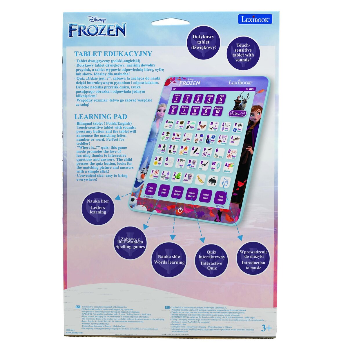 Lexibook Tablette Éducative bilingue La Reine des Neiges en polonais et en anglais