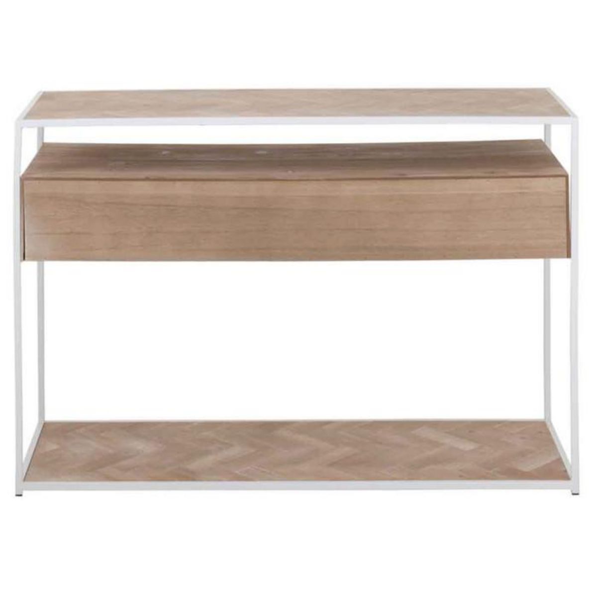 Paris Prix Console 2 Tiroirs  Miraza  120cm Naturel & Blanc