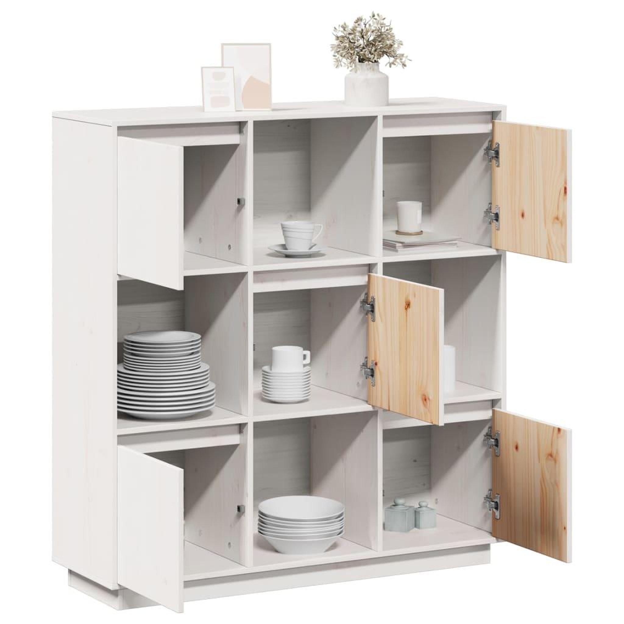 Voir la diapositive 5 : VIDAXL Buffet Blanc 110,5x35x117 cm Bois massif de pin