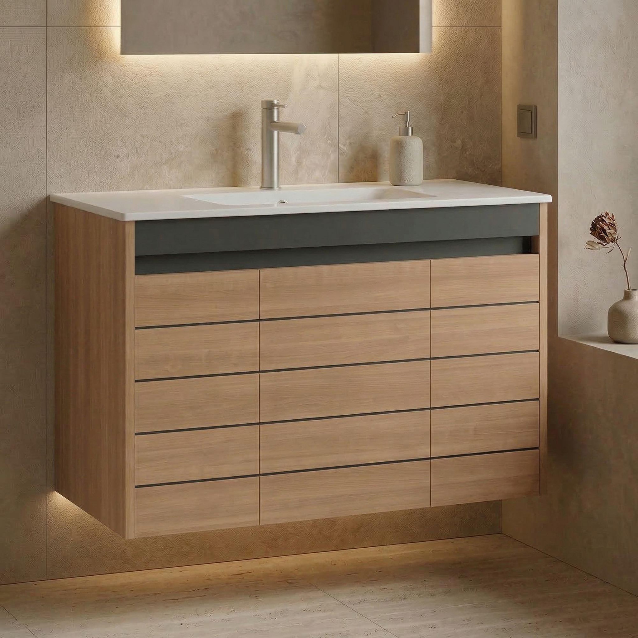 Voir la diapositive 2 : Habitat et Jardin Meuble Vasque  Ricato 100  - 101 x 47 x 62 cm - Walnut