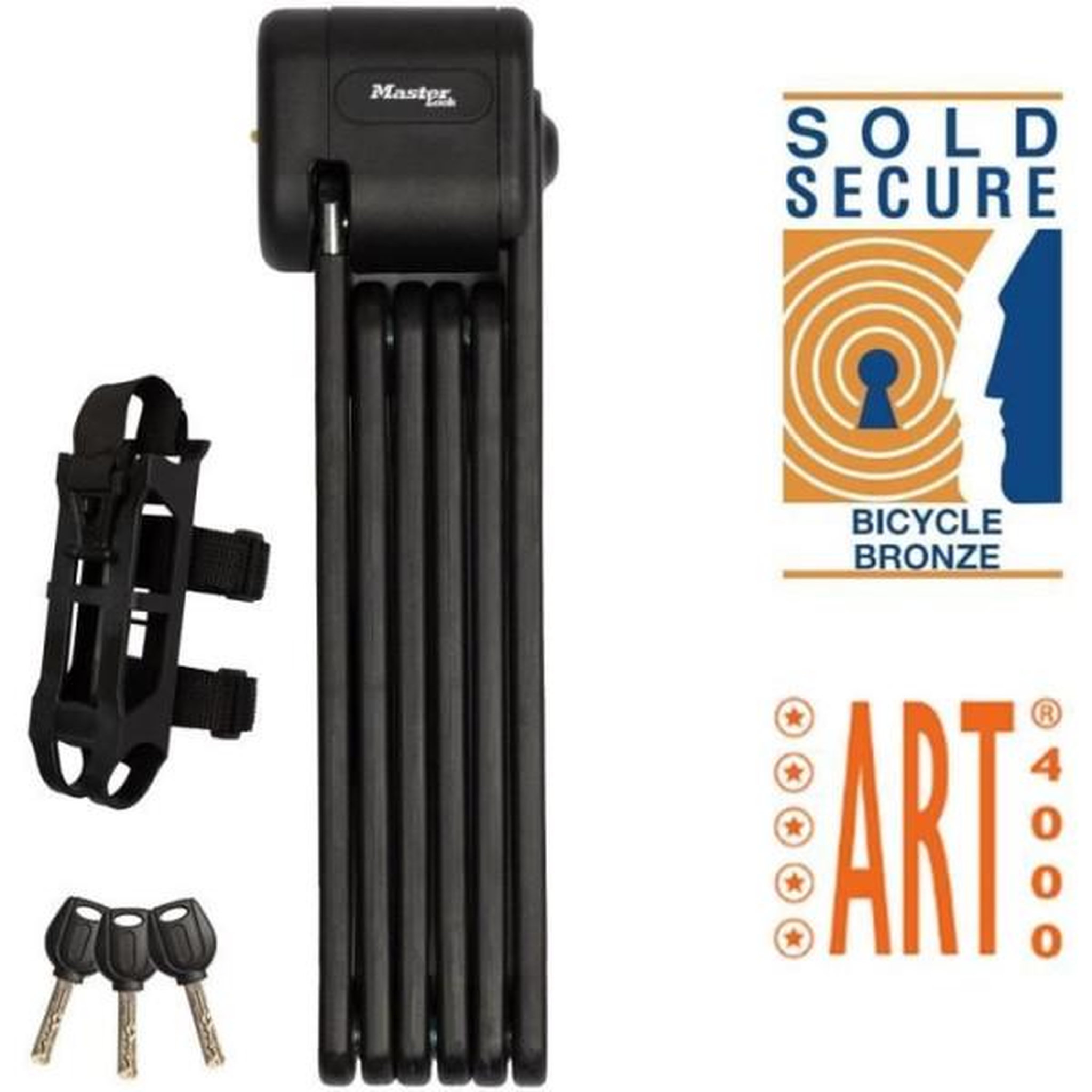 Voir la diapositive 3 : Master lock Antivol Vélo Pliable - MASTER LOCK - 8333EURDPRO - Acier Trempé, 3 Clés, Certifié, Support Inclus