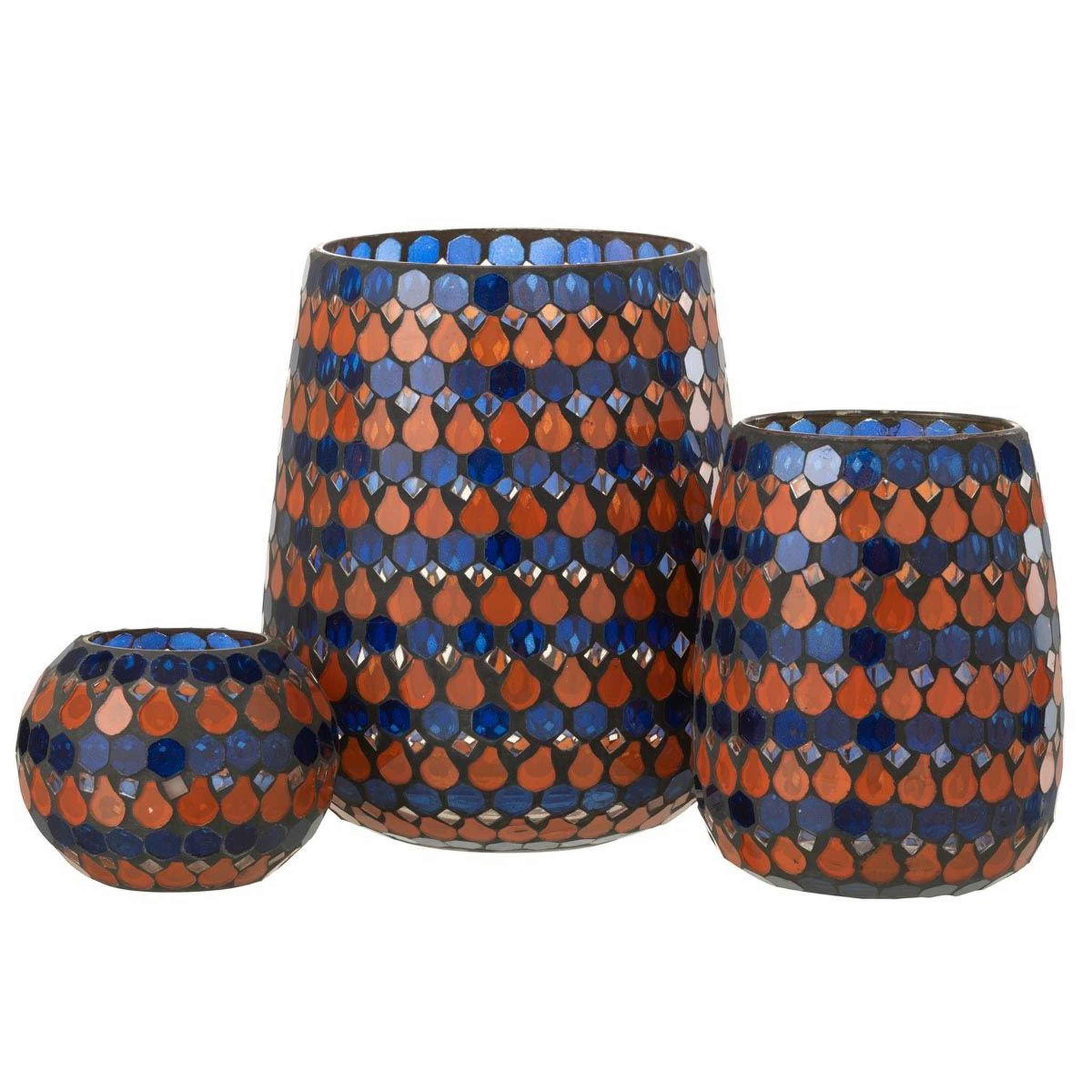 Voir la diapositive 4 : J-LINE Photophore Design Goutte  African Desire  21cm Orange & Bleu