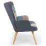 Voir la diapositive 3 : Paris Prix Fauteuil Scandinave en Velours  Patchwork  Gris & Bleu