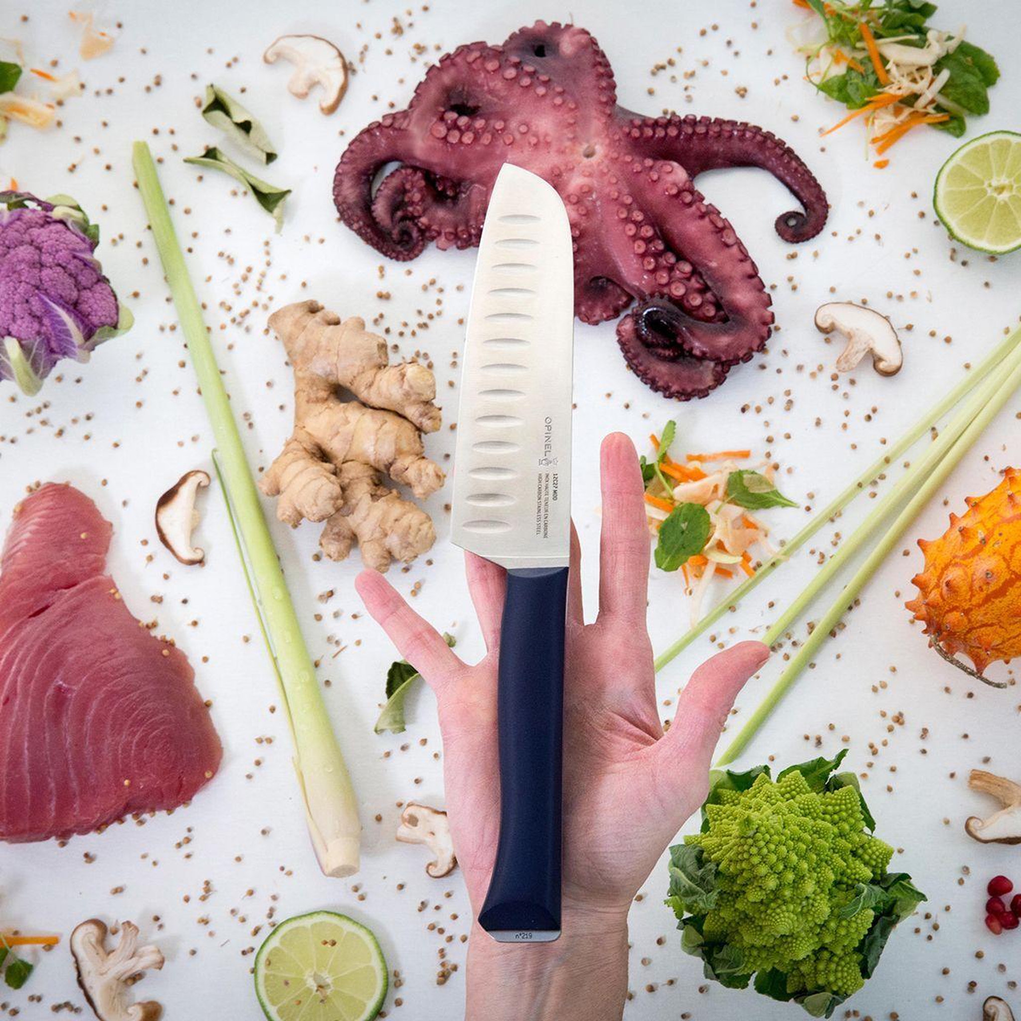 Voir la diapositive 2 : Opinel Couteau japonais Santoku Intempora No219
