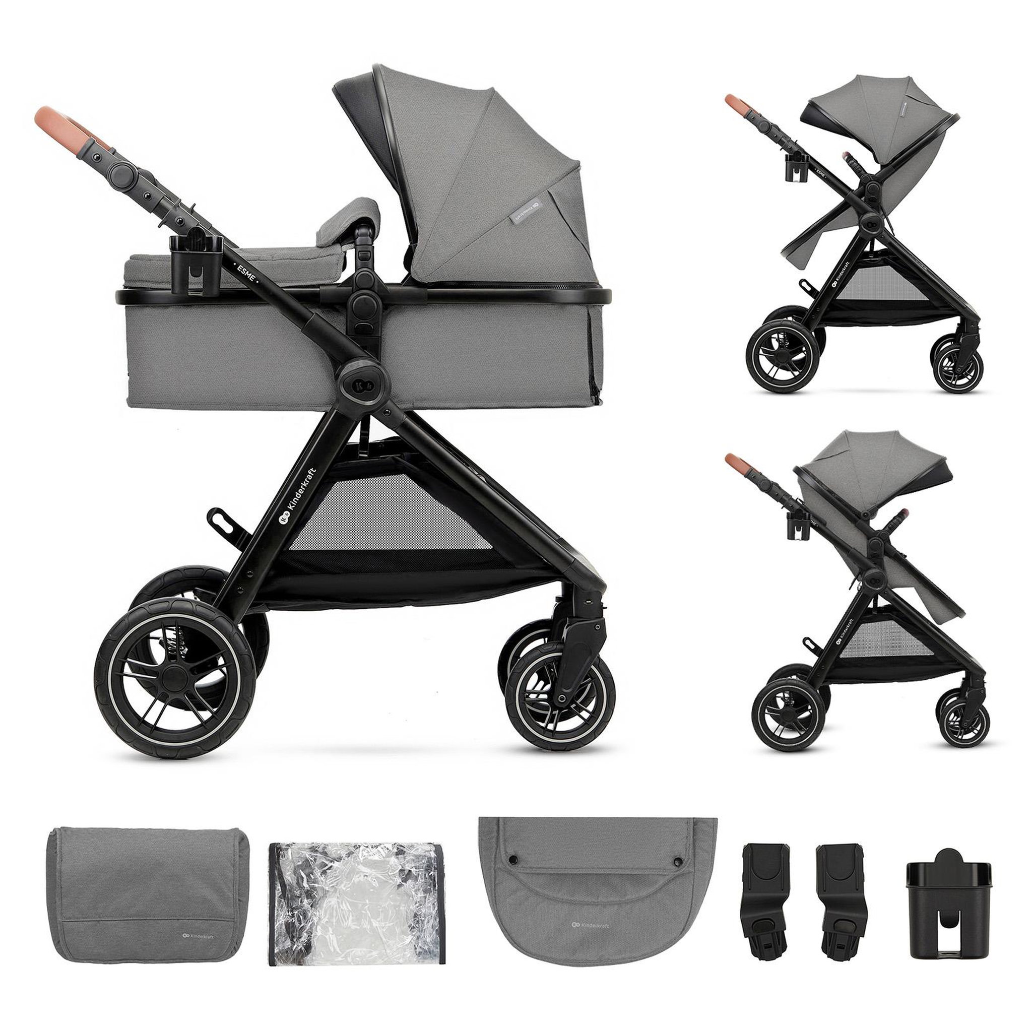 Voir la diapositive 2 : KINDERKRAFT Poussette multifonctionnelle 3 en 1 ESME PRO