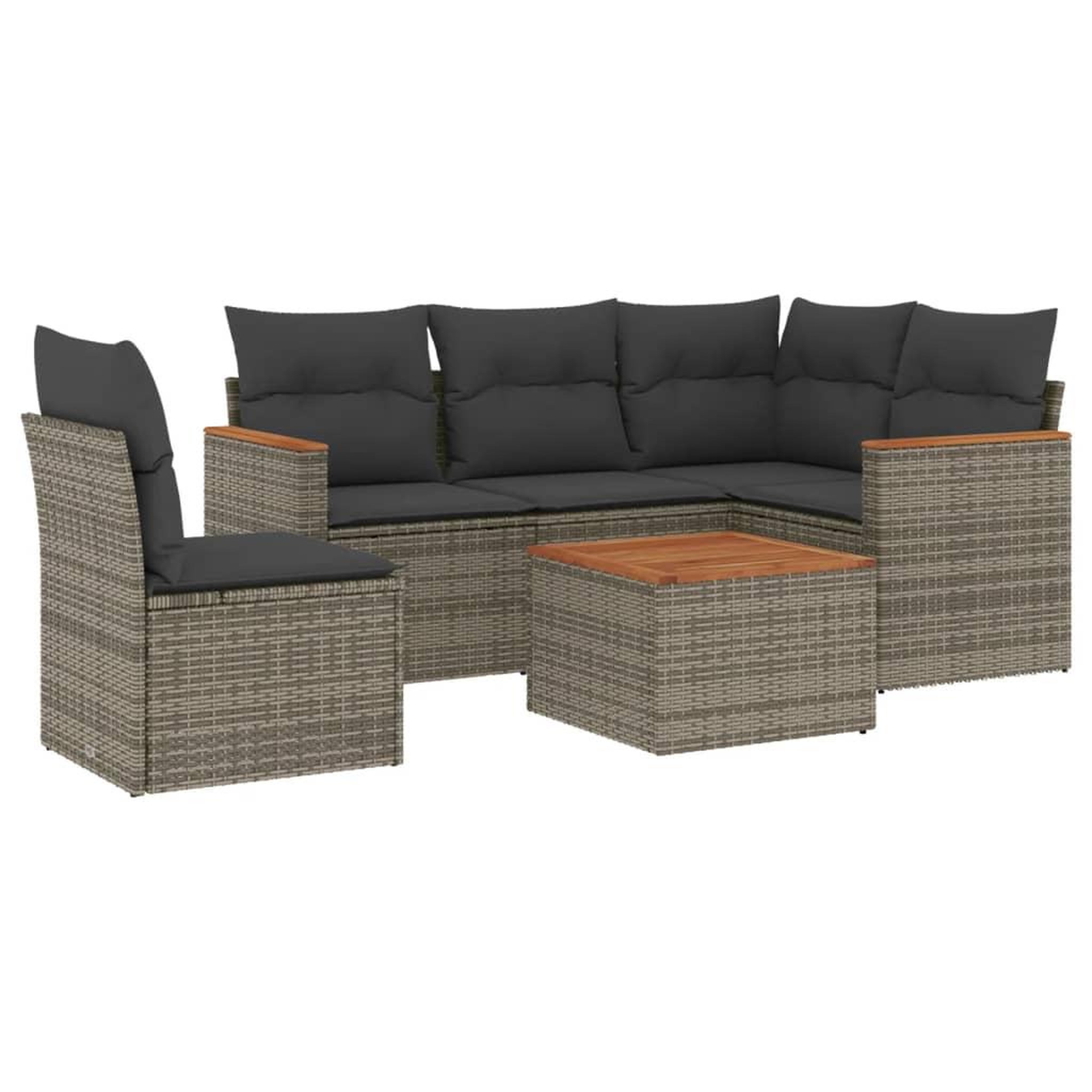 Voir la diapositive 2 : VIDAXL Salon de jardin 6 pcs avec coussins gris resine tressee
