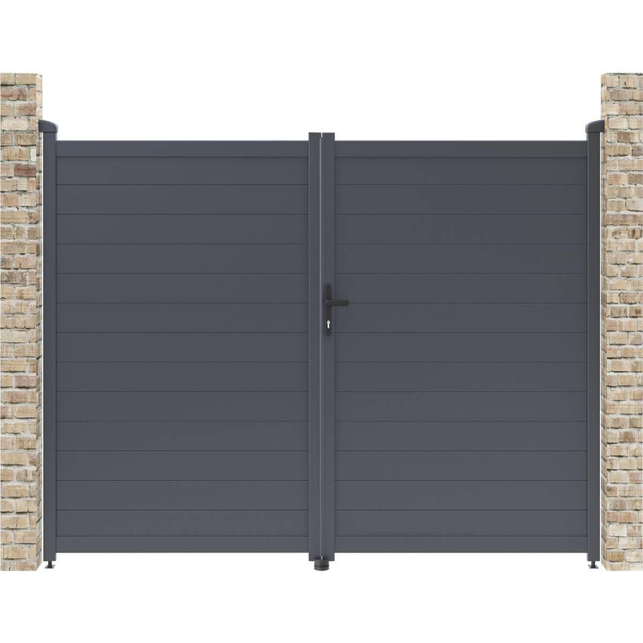 Voir la diapositive 1 : Habitat et Jardin Portail aluminium  marc  - 299.5 x 180.9 cm - gris