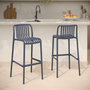 Voir la diapositive 2 : Rendez vous déco Lot de 2 chaises de bar de jardin 76 cm en plastique bleu marine-Duli