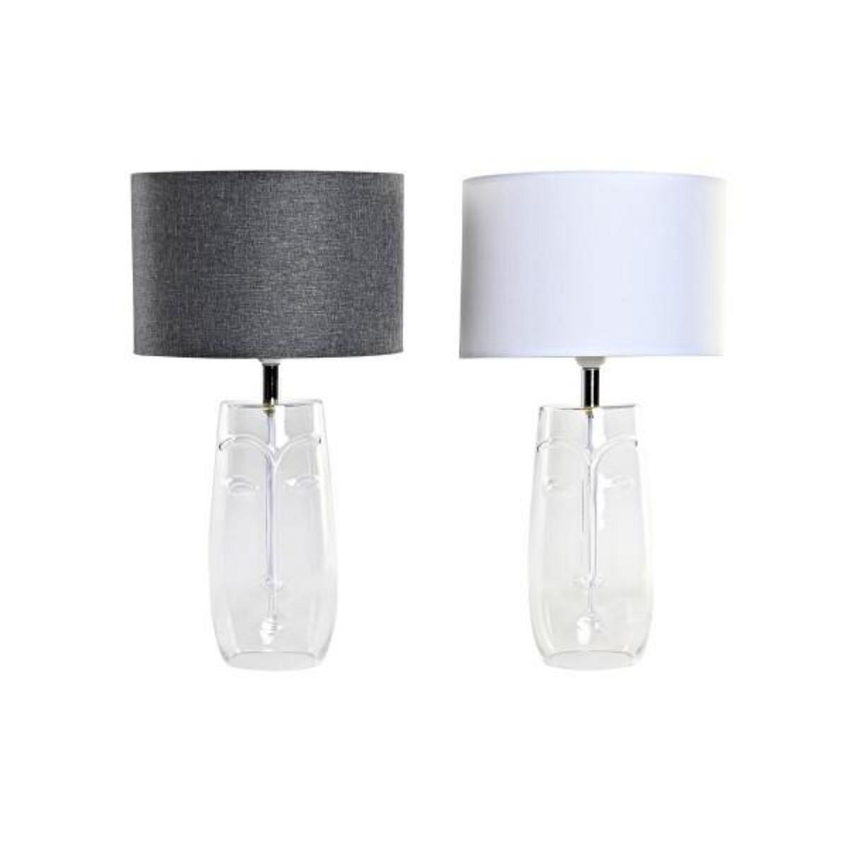 MARKET24 Lampe de bureau DKD Home Decor Verre Transparent Blanc Gris clair 30 x 30 x 54 cm (2 Unités)