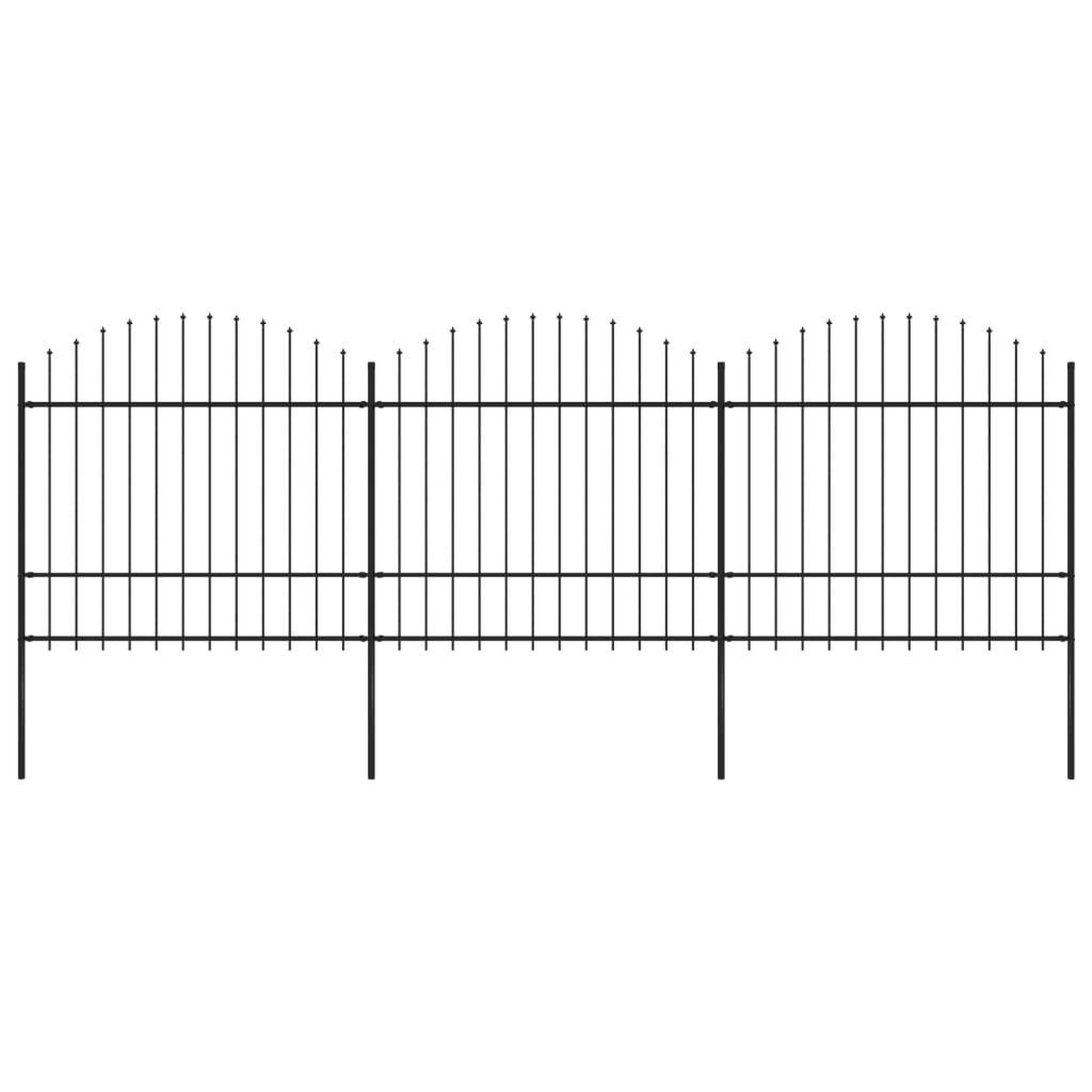 VIDAXL Cloture de jardin a dessus en lance Acier (1,5-1,75)x5,1 m Noir