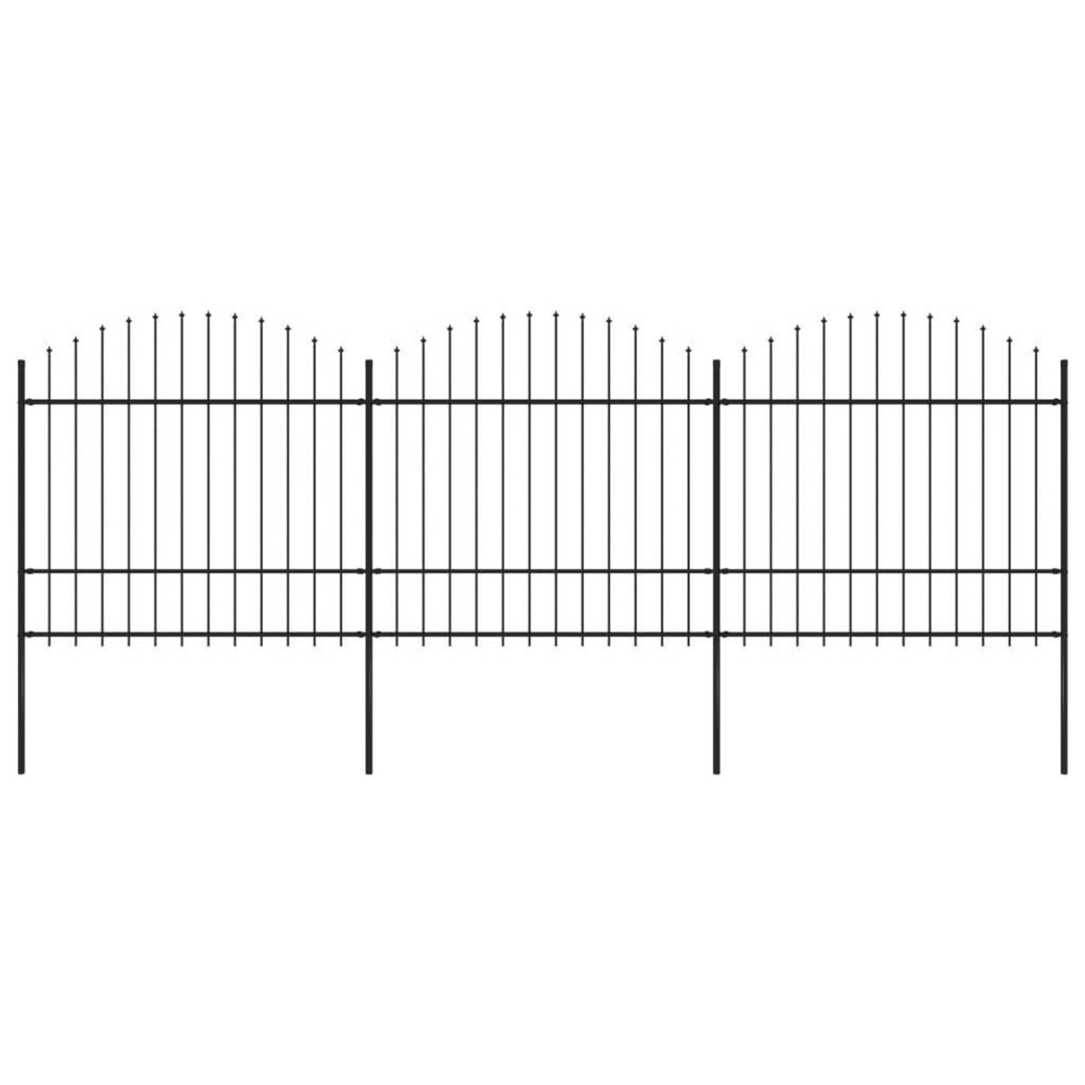 VIDAXL Cloture de jardin a dessus en lance Acier (1,5-1,75)x5,1 m Noir