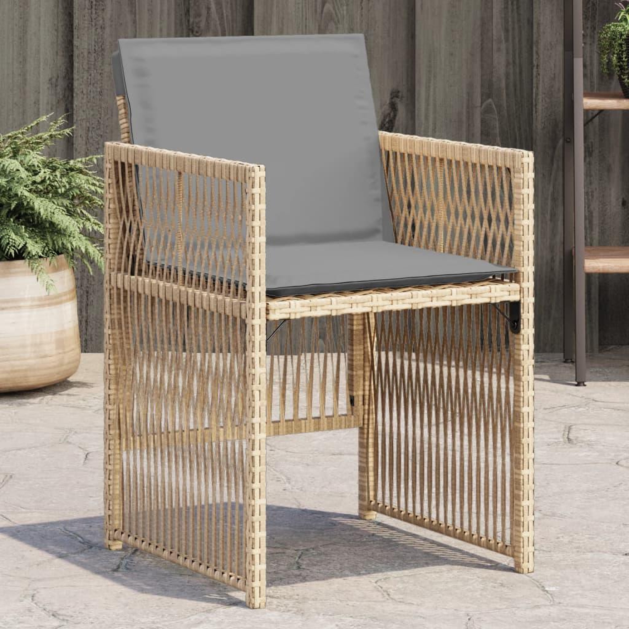 VIDAXL Chaises de jardin avec coussins lot de 4 melange beige
