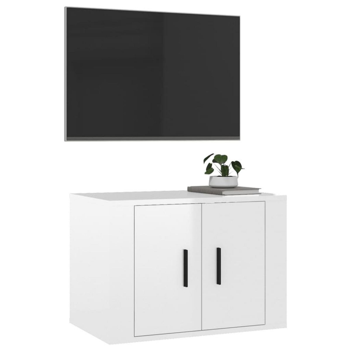 VIDAXL Meuble TV mural Blanc brillant 57x34,5x40 cm
