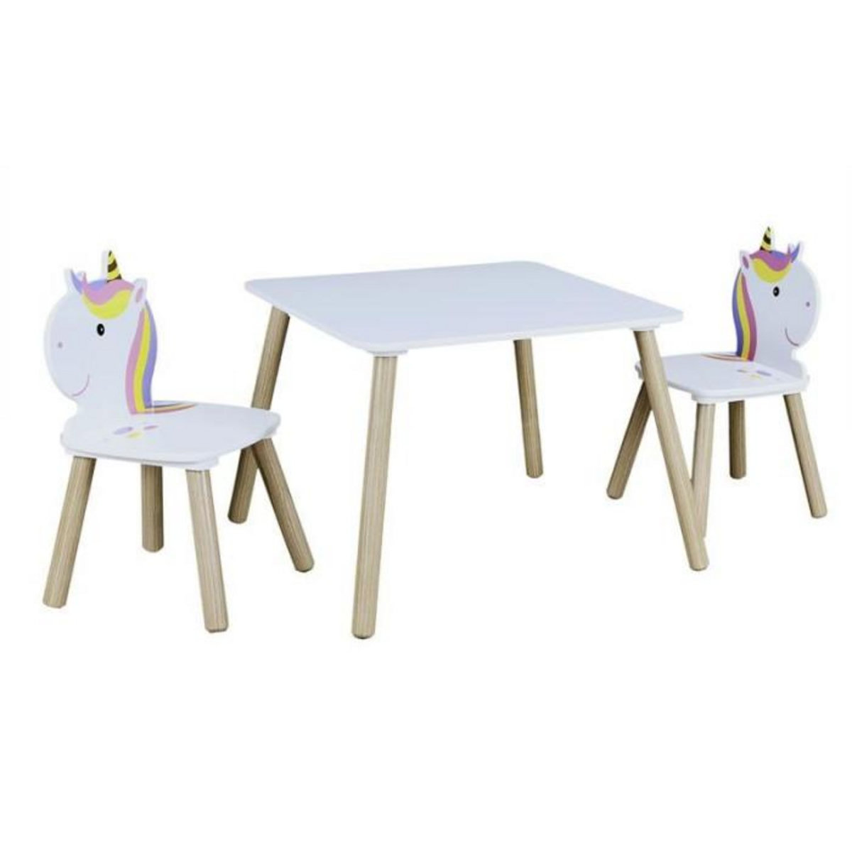 Paris Prix Table & 2 Chaises Enfant  Licorne Lily  55cm Blanc