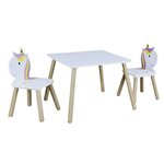 Paris Prix Table & 2 Chaises Enfant  Licorne Lily  55cm Blanc