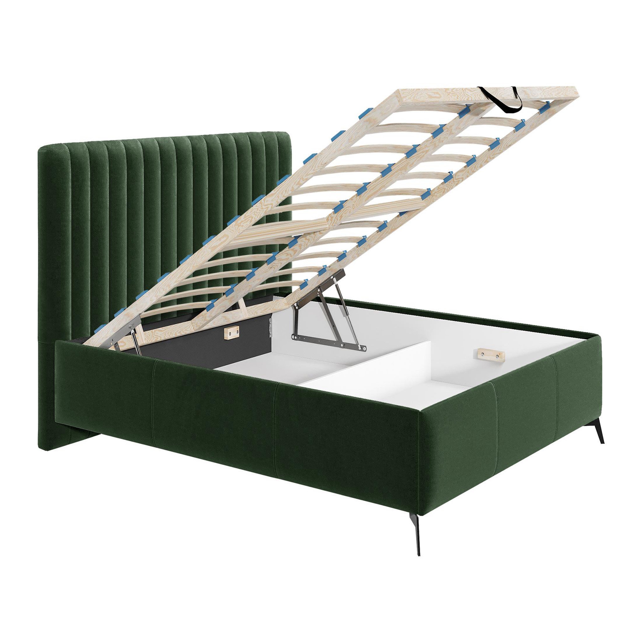 Voir la diapositive 2 : BEST MOBILIER Mendoza - lit coffre - 180x200 - sommier inclus - en velours