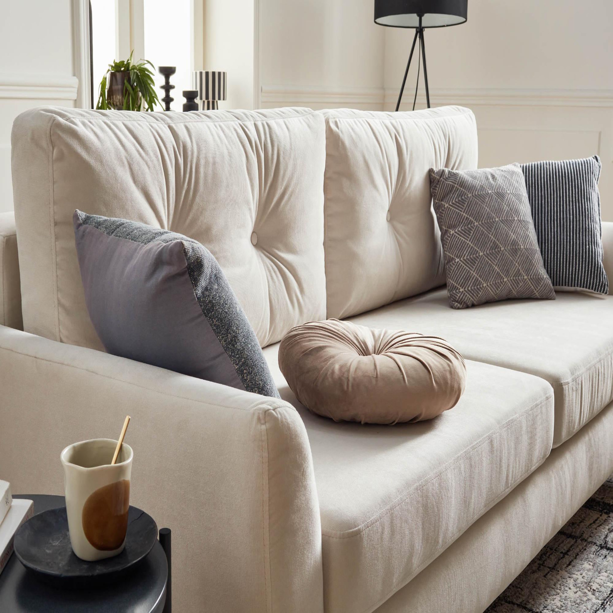 Voir la diapositive 5 : BEST MOBILIER Nils - canapé droit 3 places convertible - avec coffre de rangement - velours