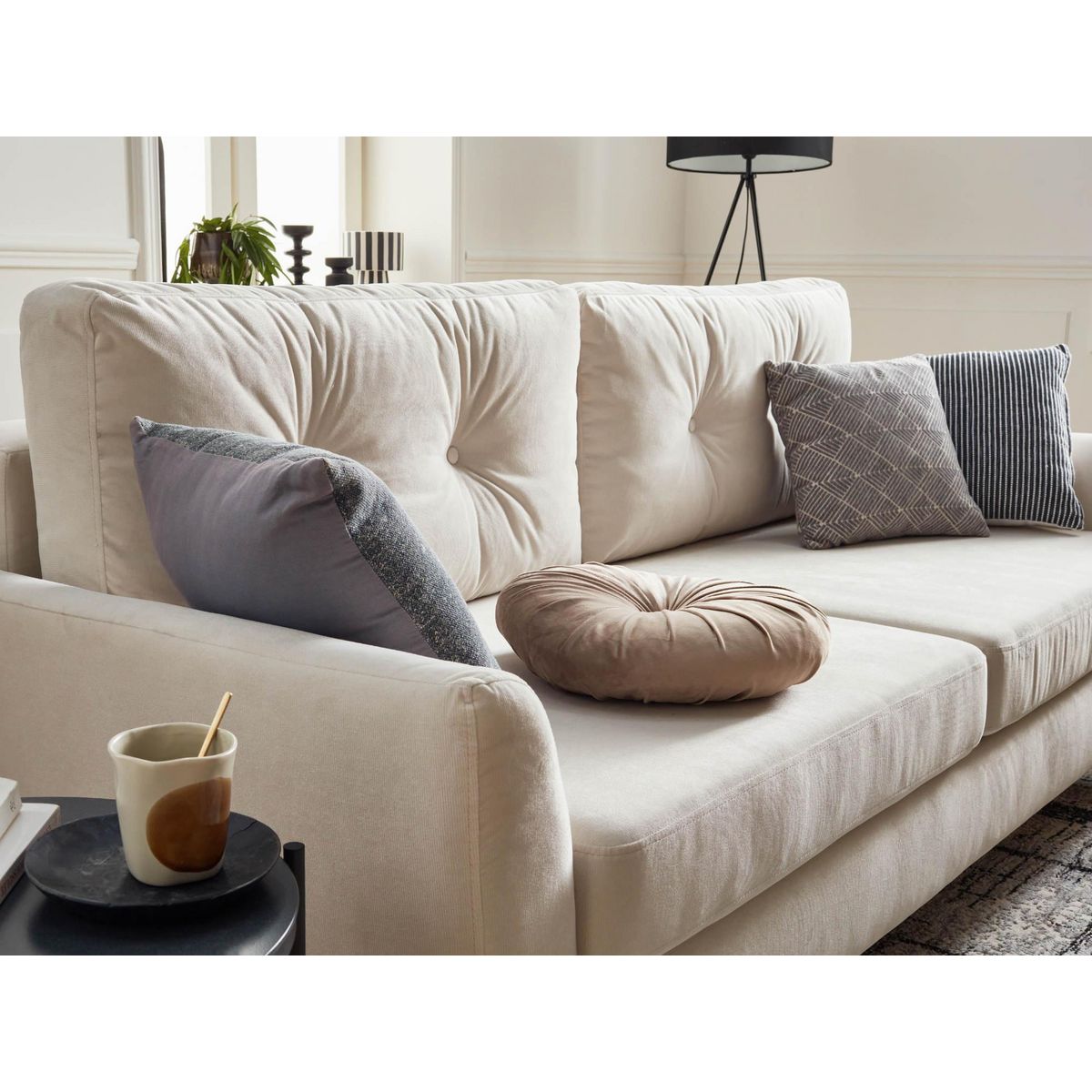 LISA DESIGN Nils - canapé droit 3 places convertible - avec coffre de rangement - velours