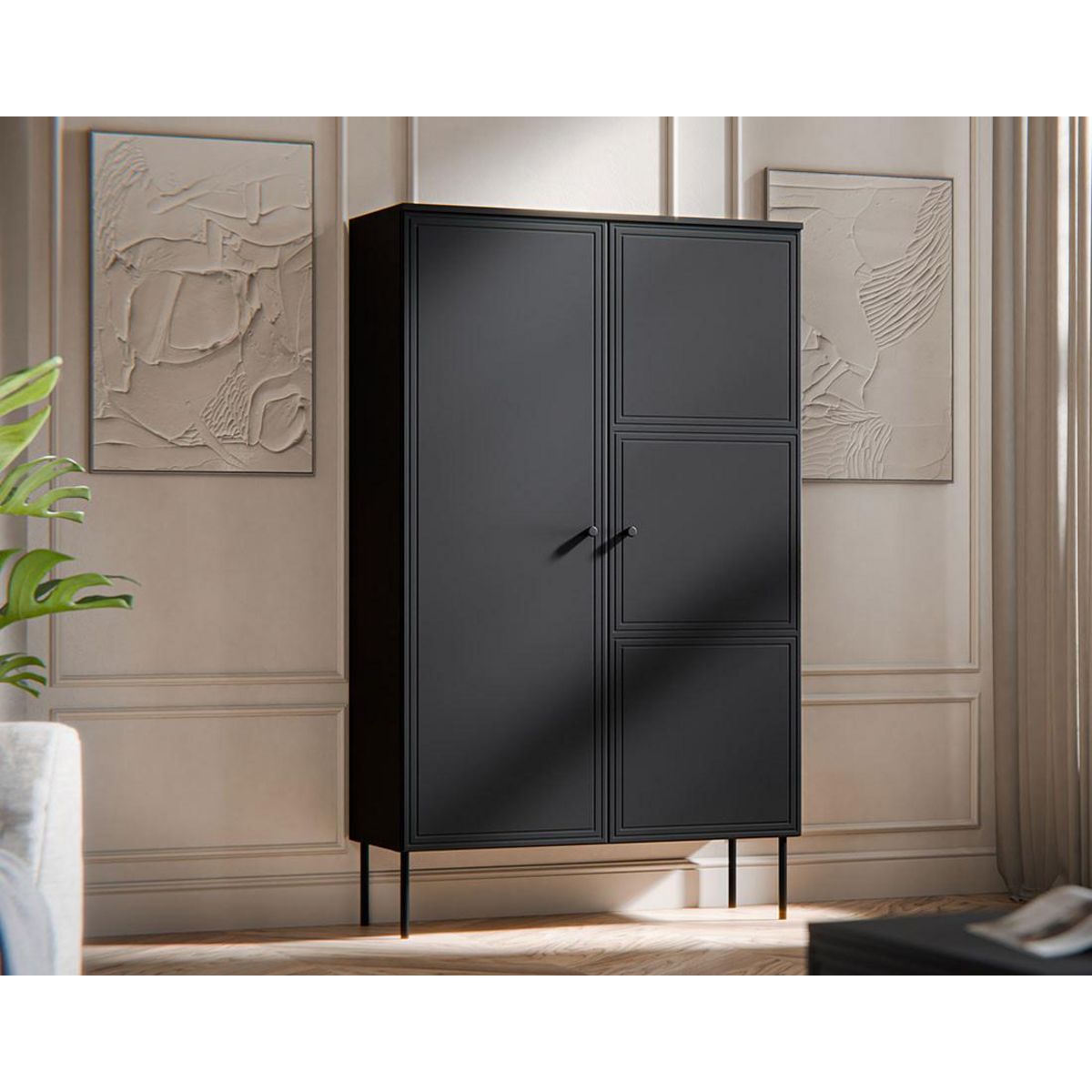 BEST MOBILIER Lavaggi - buffet haut - noir - 166 cm